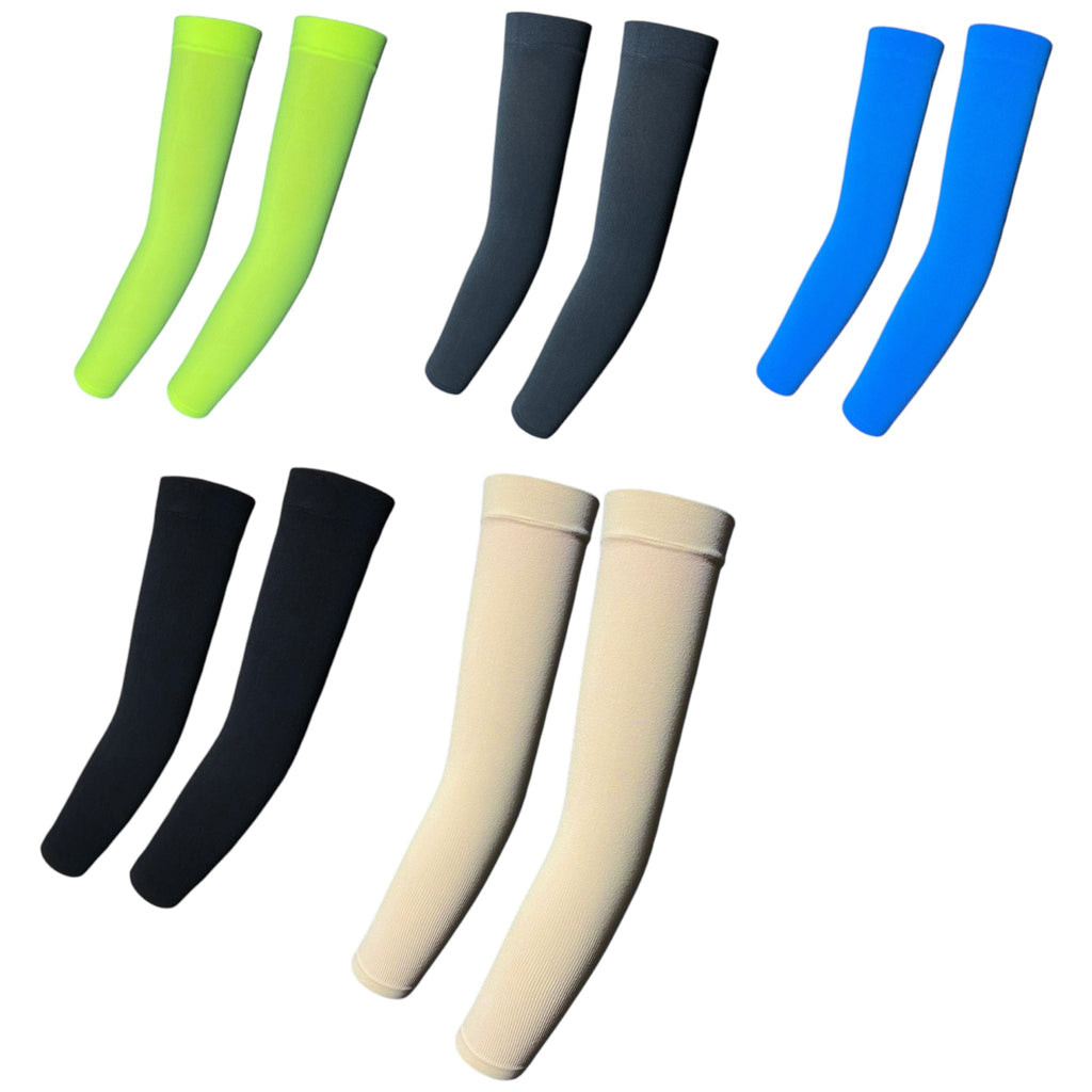 Women's sports accessories including arm sleeves, knee support, and fitness gear for outdoor activities and workouts.