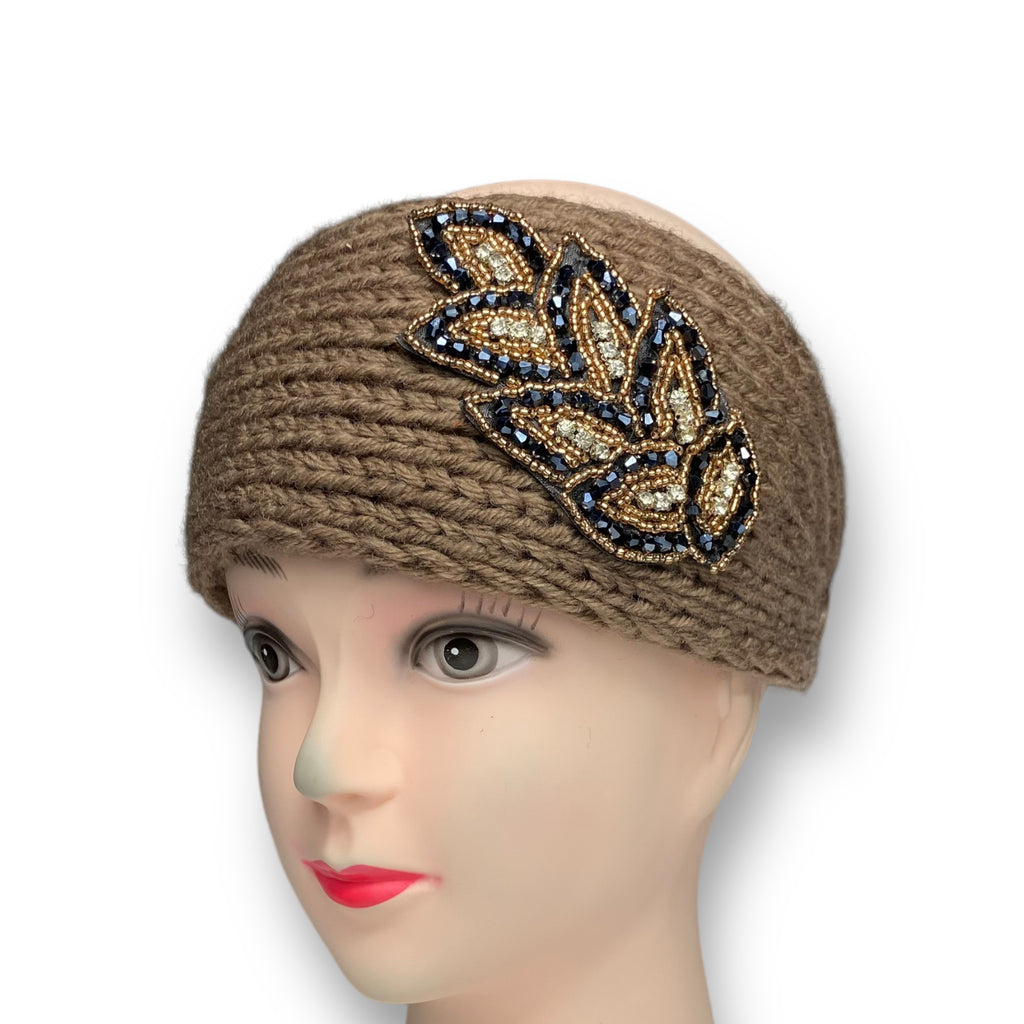 Women's Winter Knit Wool Headband – Ear Warmer Turban Hat - Brown