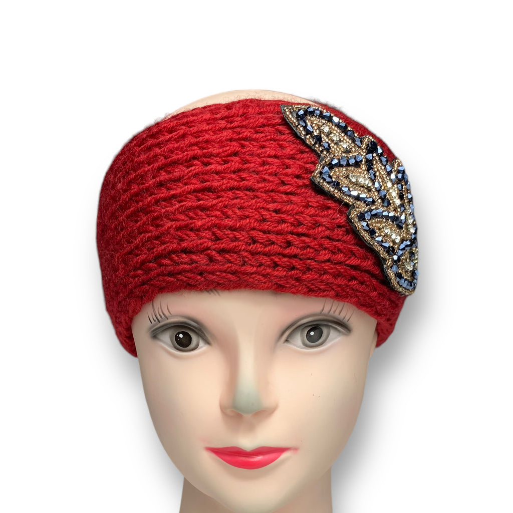 Women's Winter Knit Wool Headband – Ear Warmer Turban Hat - Red