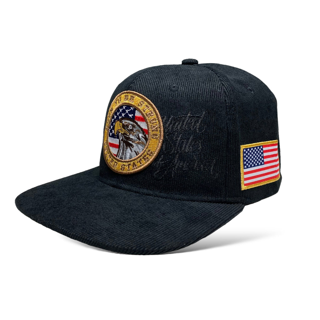 Born to be Strong Eagle Flag Corduroy Cap - USA Patriotic Hat - Embroidered