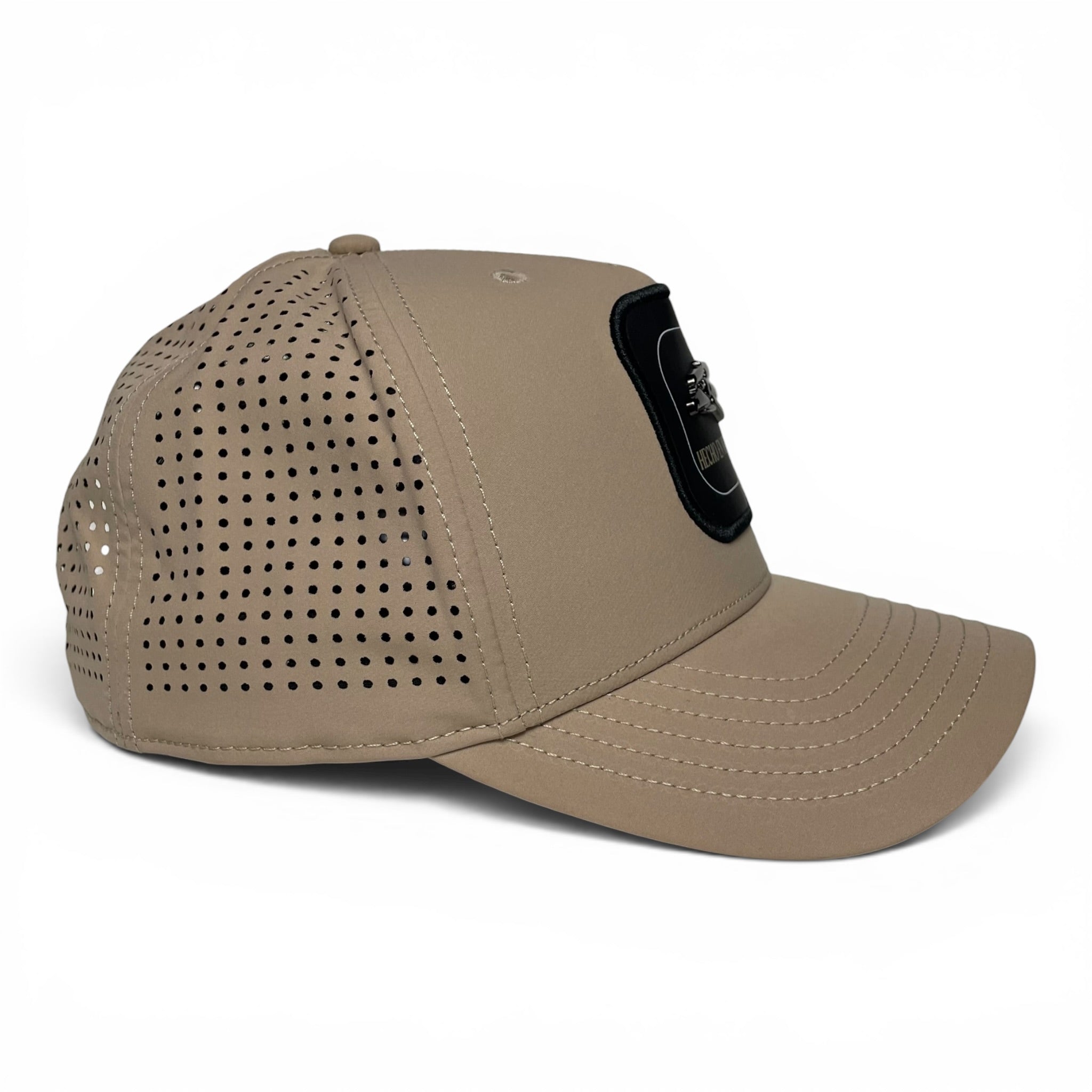 Hecho en Mexico Eagle Logo Baseball Cap, Beige Laser Cut, Snapback