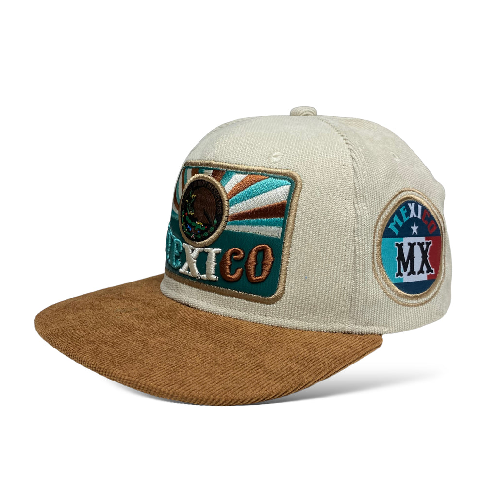 Mexico Eagle Flat Brim Snapback Cap Corduroy Hat - Gorra Mexicana de Pana