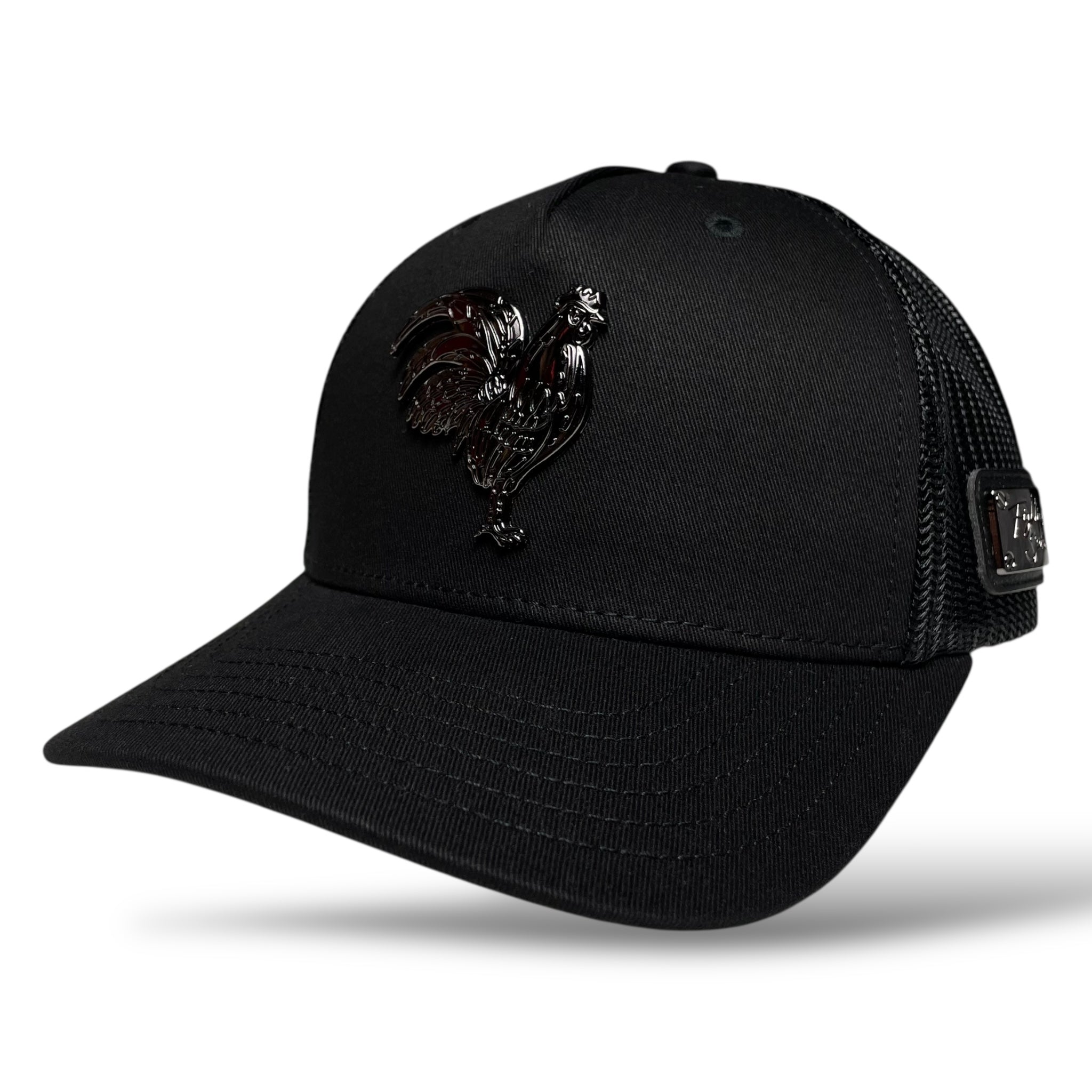 Rooster Metal Emblem Cowboy Rodeo Western Trucker Hat