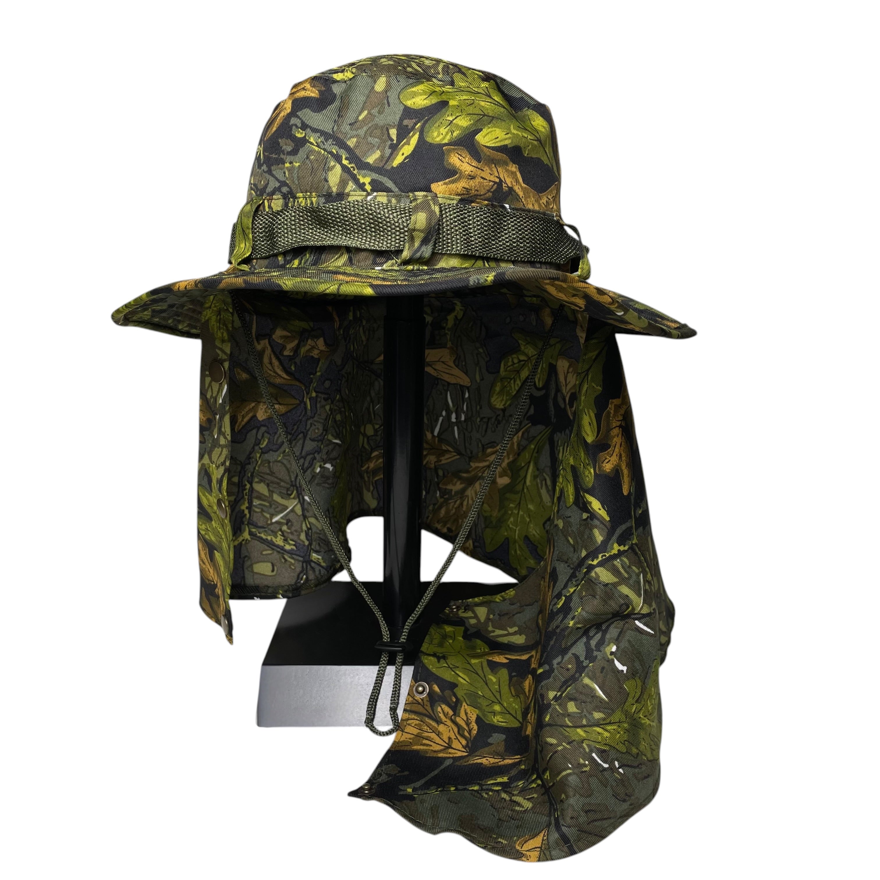 Camouflage Sun Hat, Neck and Face Flap, One Side Removable, Fishing, hunting
