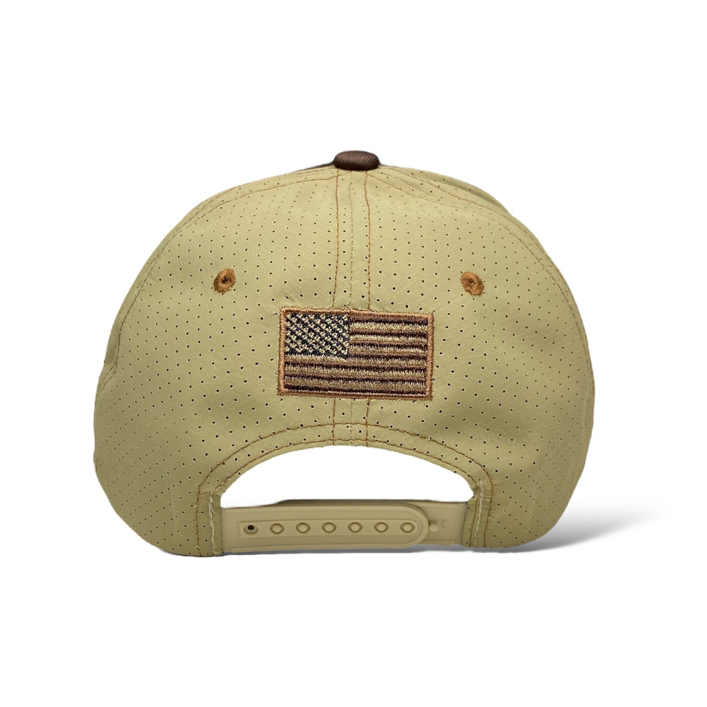 Wholesale Brown Baseball Cap with Embroidered USA Flag Patch