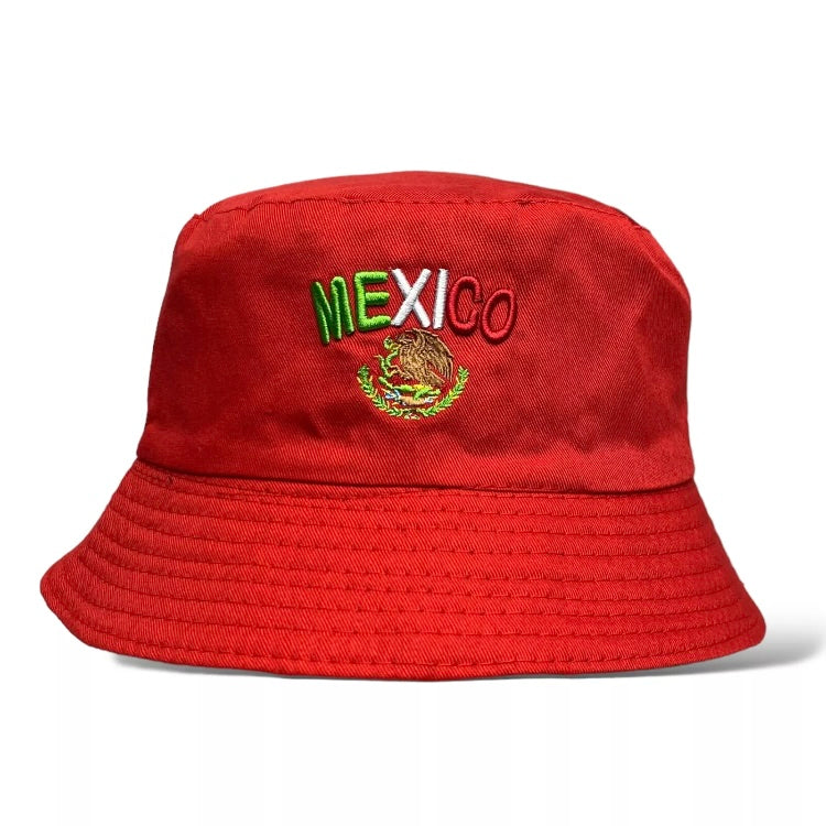 Mexico Flag Embroidered Bucket Hat - Sun Protection, Hiking, Fishing, Beach Hat