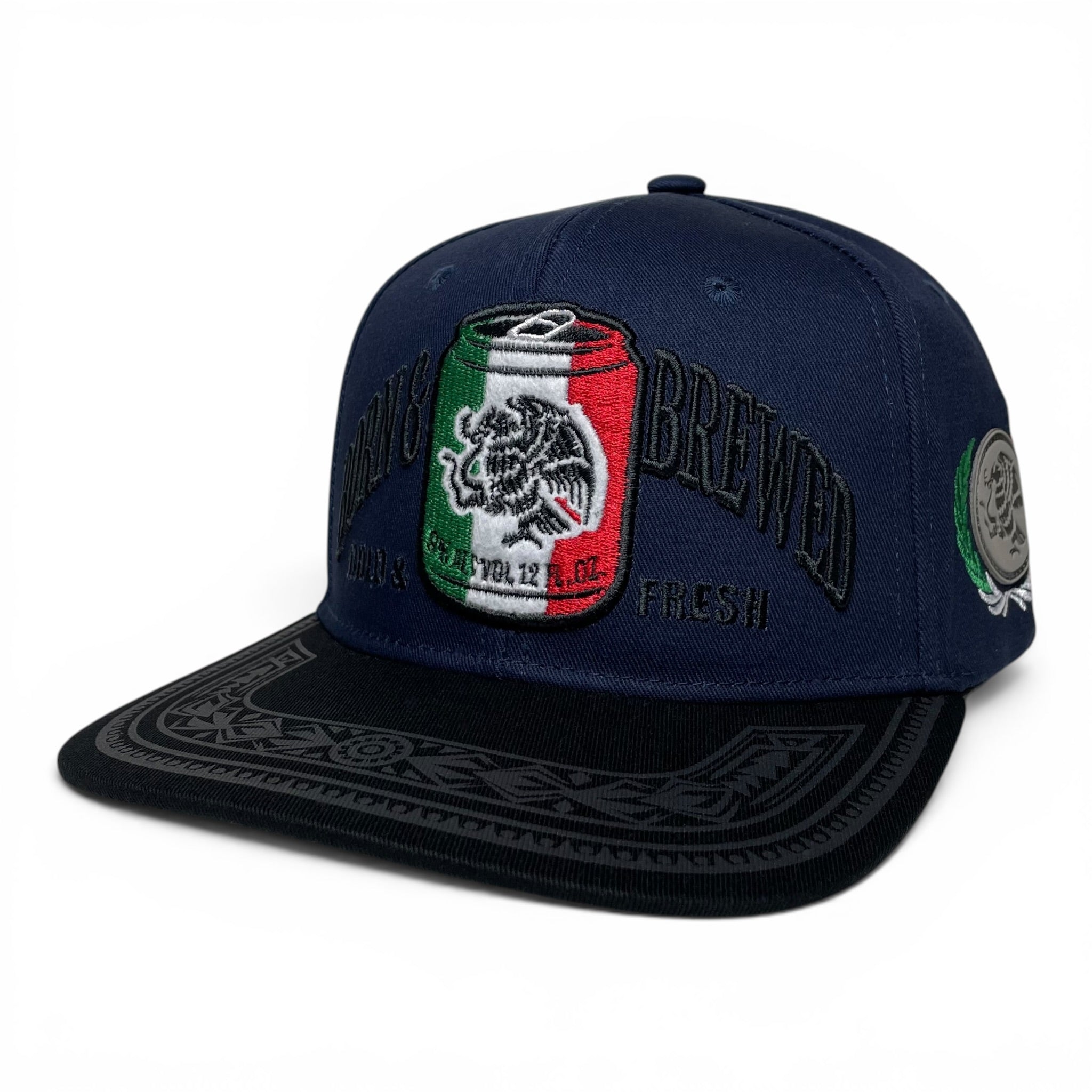 Mexico Beer Eagle Baseball Snapback Cap, Navy, Flat Brim, 3D Embroidered