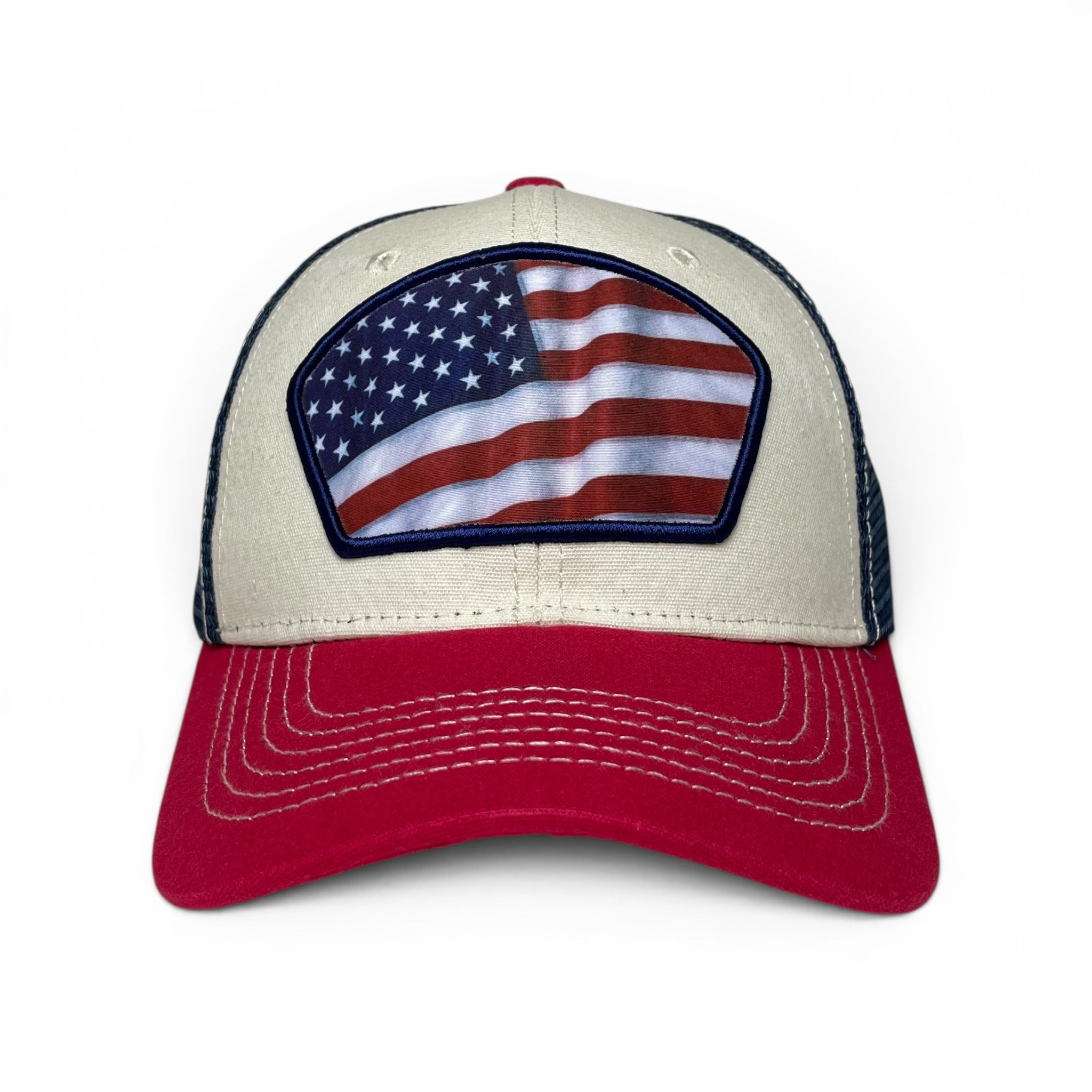 USA Flag Printed Patch Trucker Hat, Snapback, Unisex