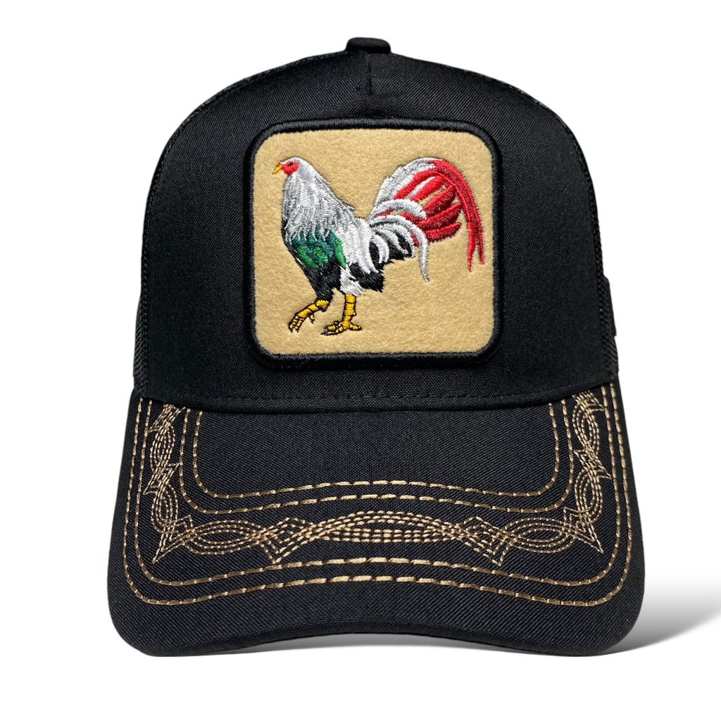 Western Trucker Cap with Rooster Embroidered Patch