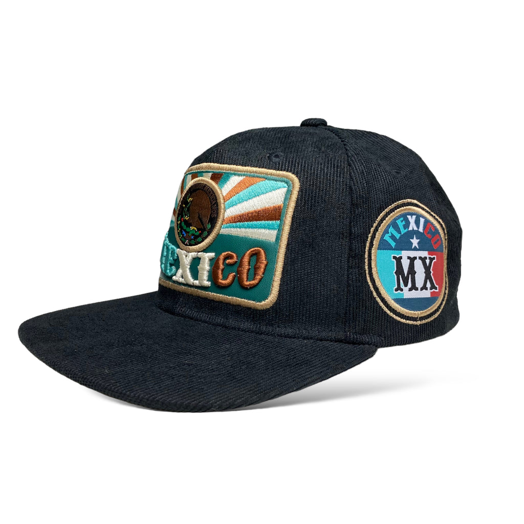 Mexico Eagle Flat Brim Snapback Cap Corduroy Hat - Gorra Mexicana de Pana