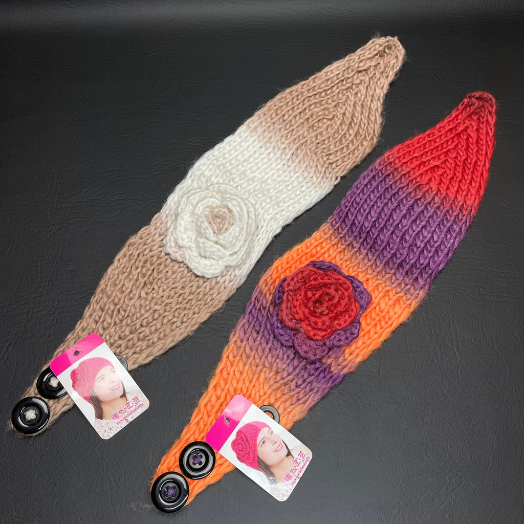 Set of 2 Women's Multicolor Knitted Winter Headband