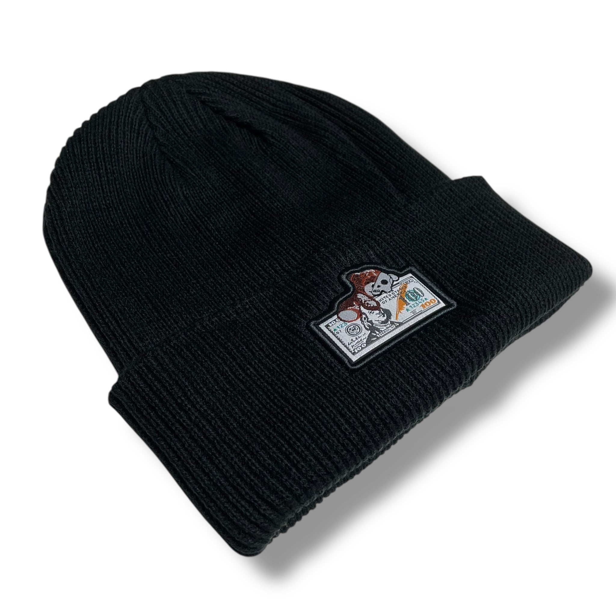 100 Dollar Bill Patch Winter Beanie Hat