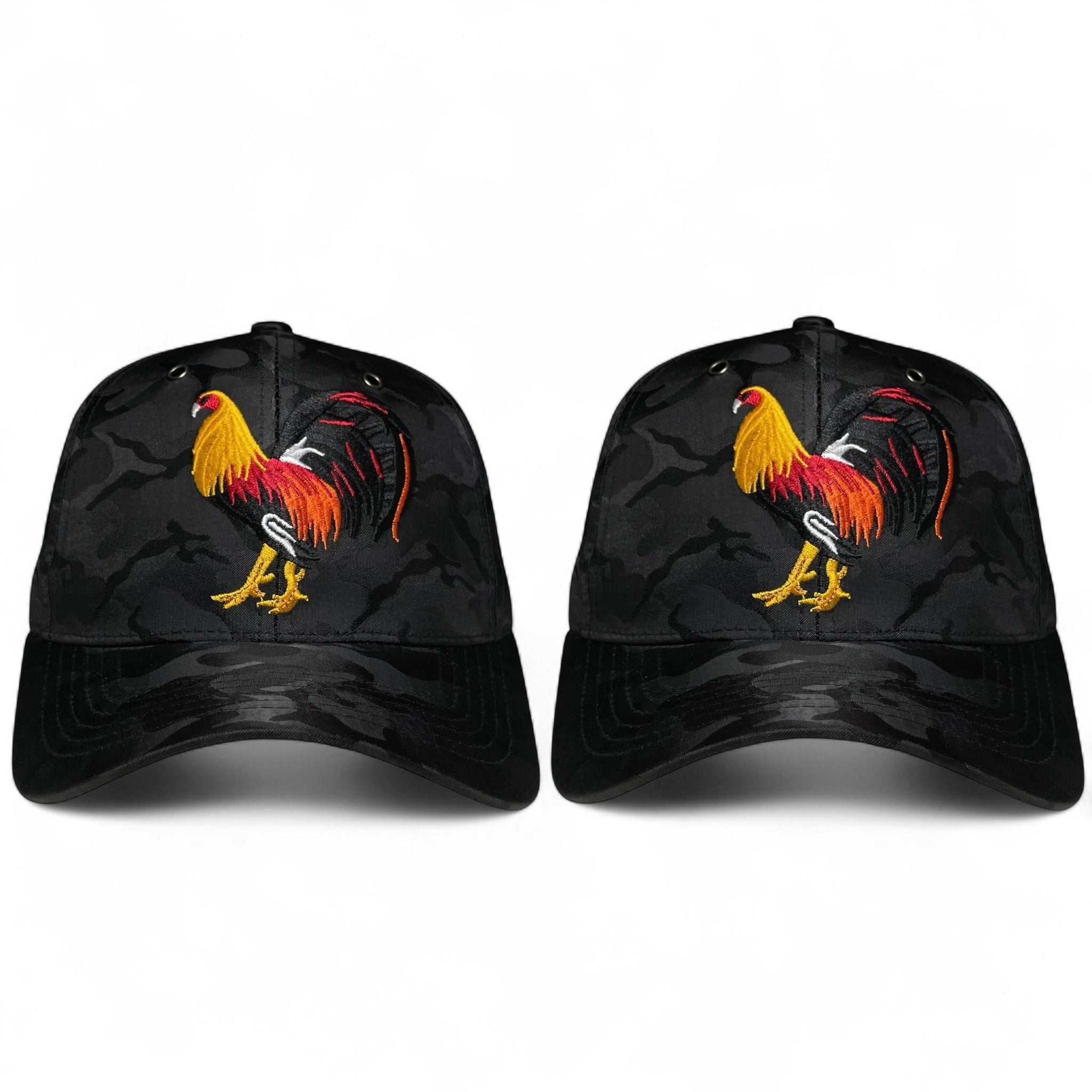 Rooster Embroidered Baseball Cap Black Camo Rodeo Western Style Pack of 2