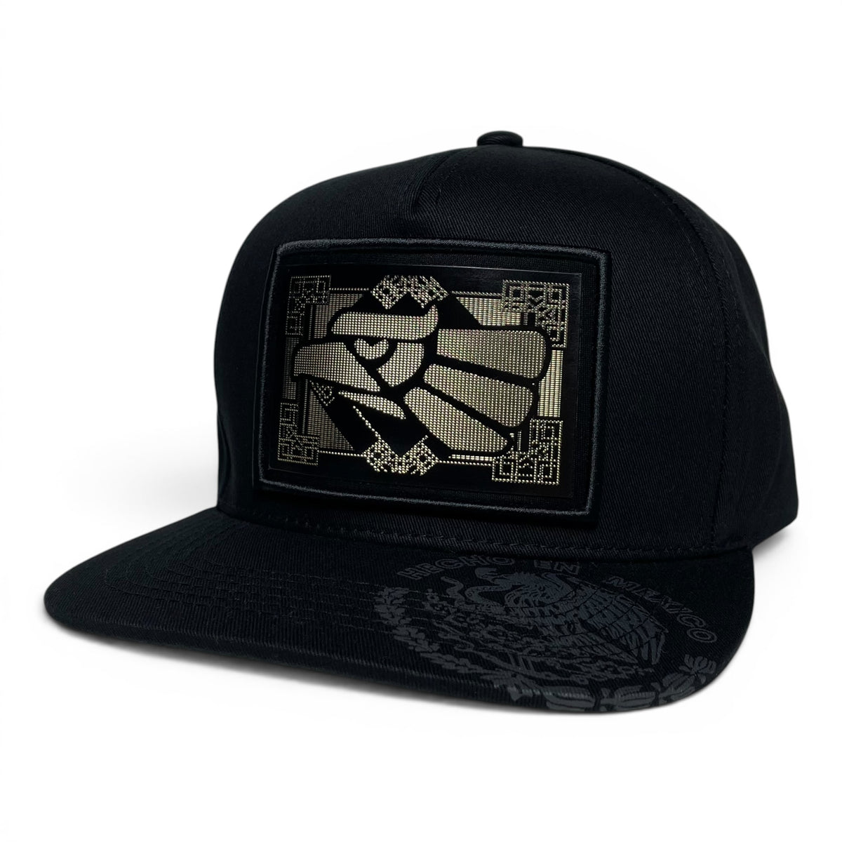 Hecho en Mexico Golden Mexican Eagle Rubber Patch Snapback Cap – Black