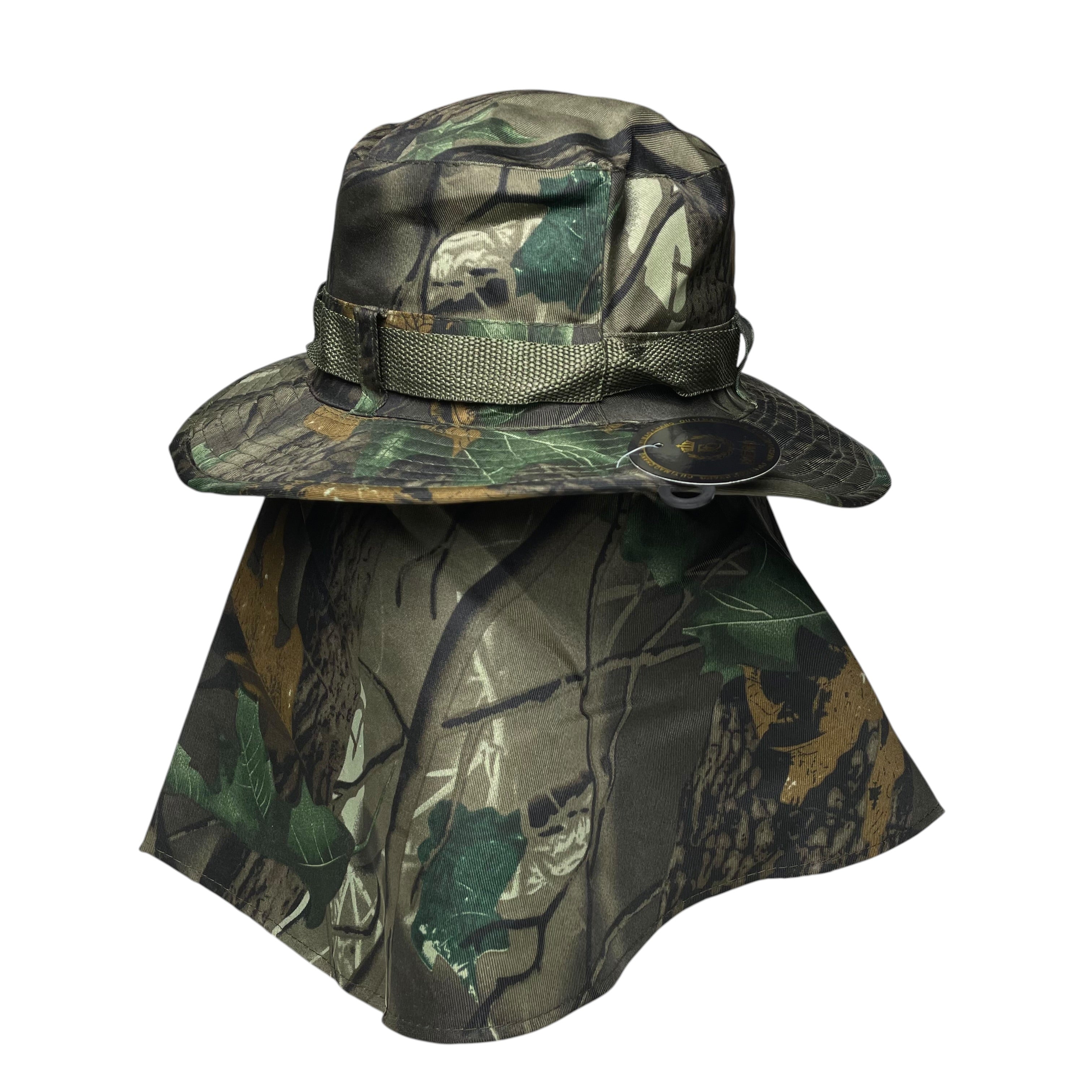 Camouflage Sun Hat, Neck and Face Flap, One Side Removable, Fishing, hunting
