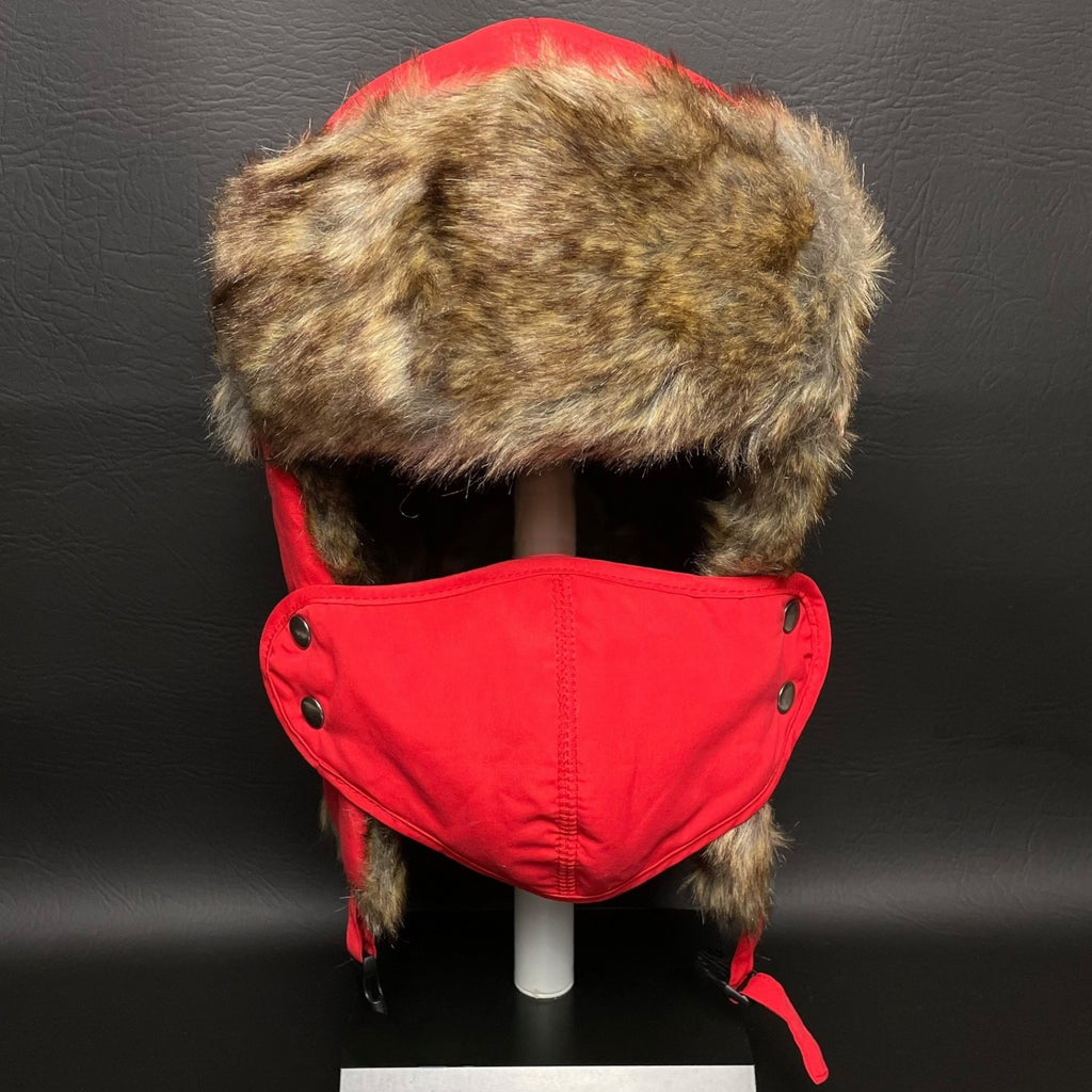 Winter Fur Ear Flap Hat Trapper Chic Russian Trooper Ski Cap Face Mask