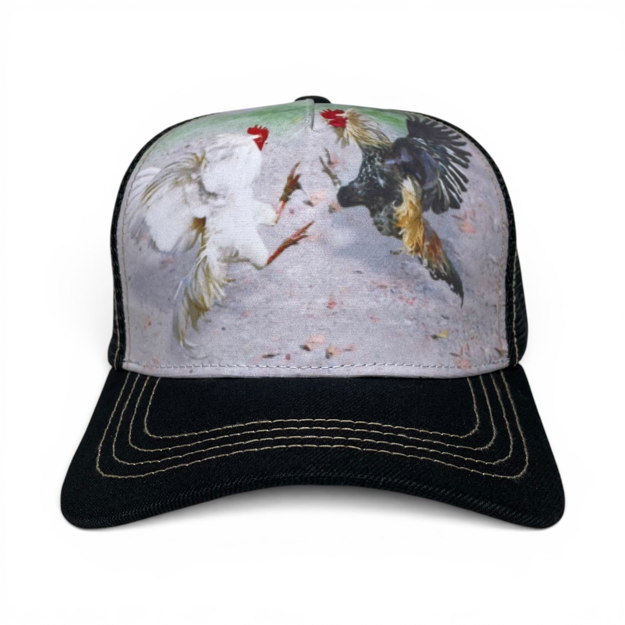 Rooster Cock Fighting Adjustable Baseball Cap, ranch style