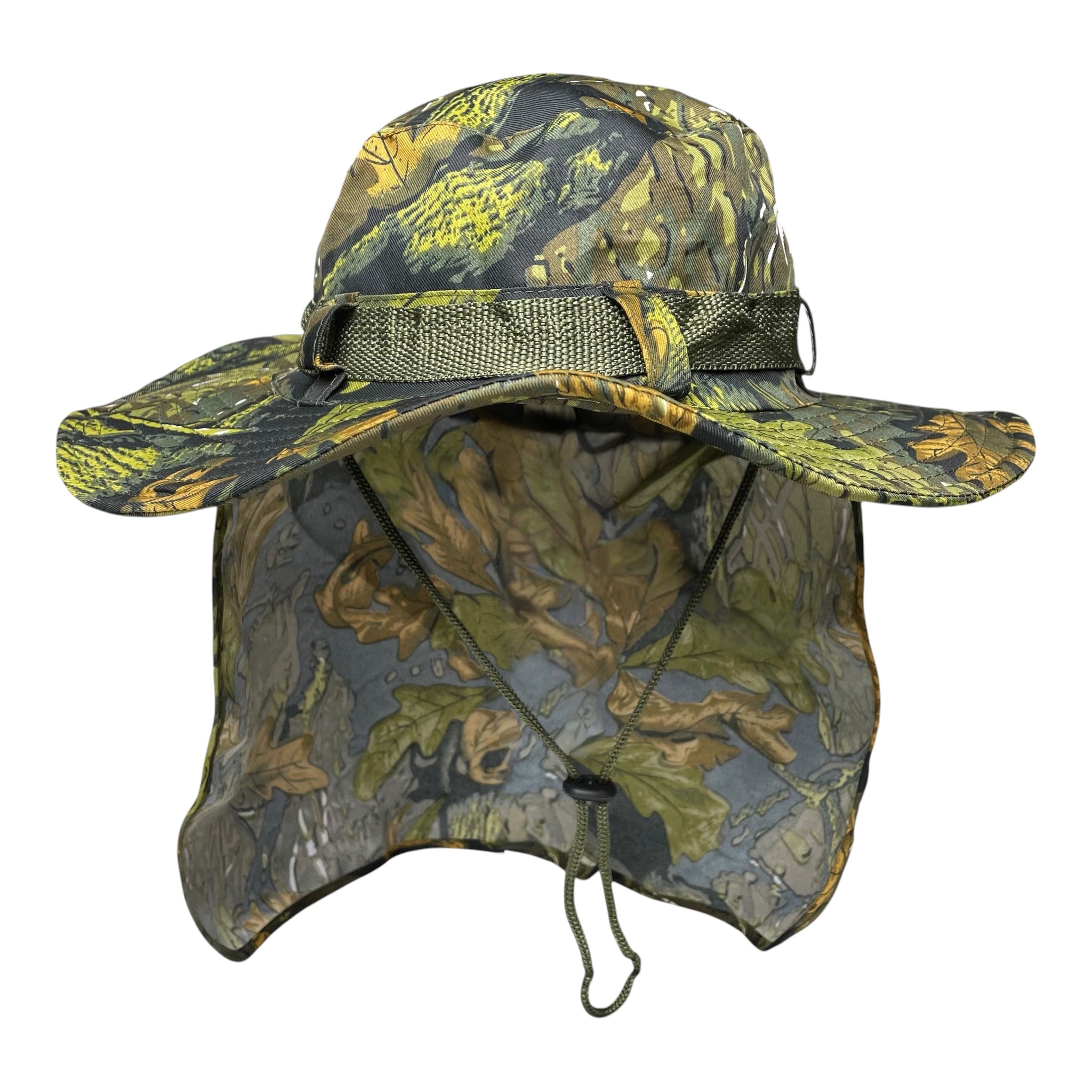 Summer Camouflage Boonie Hat, Wide Brim, Neck Flap, Fishing, Hunting