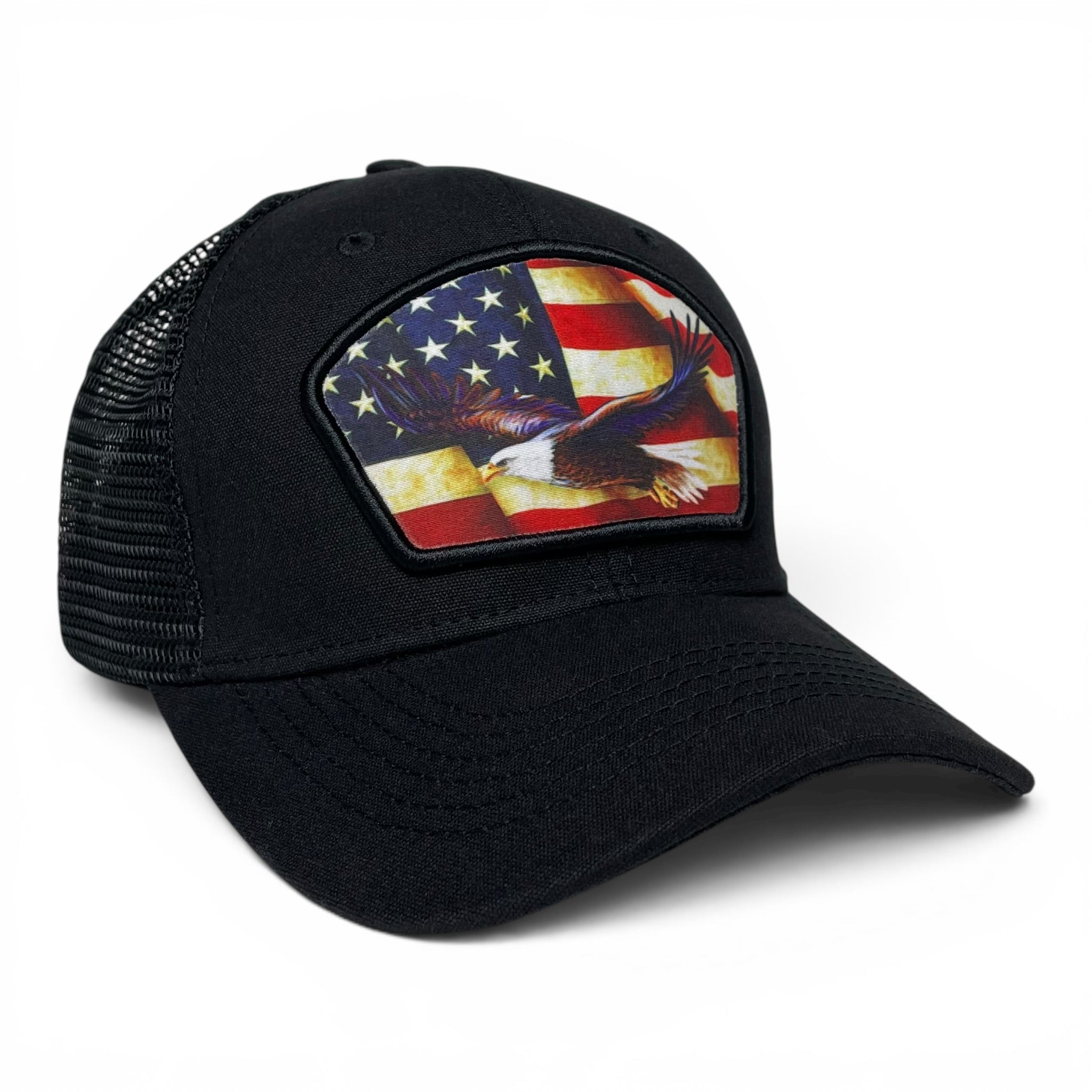American Eagle USA Flag Patch Snapback Trucker Hat