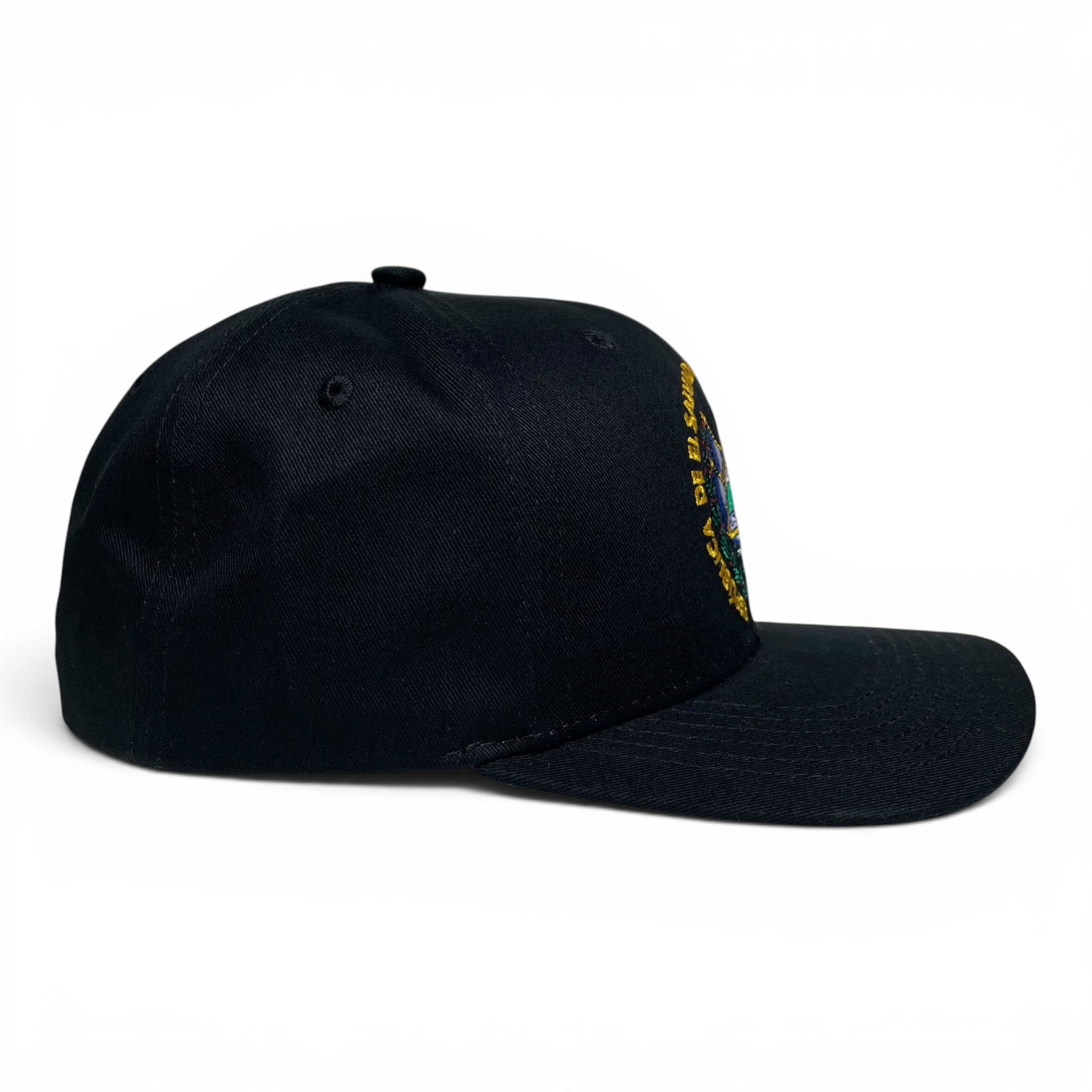 El Salvador Flag Snapback Cap, Embroidered, Black, Flat Brim