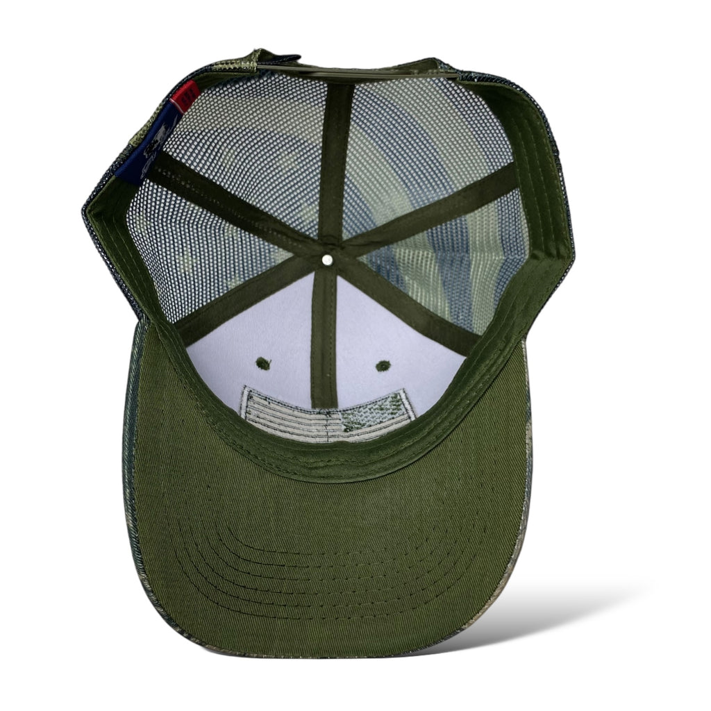 Camouflage Trucker Hat with USA Flag Embroidery - Tree and Leaf Pattern Cap