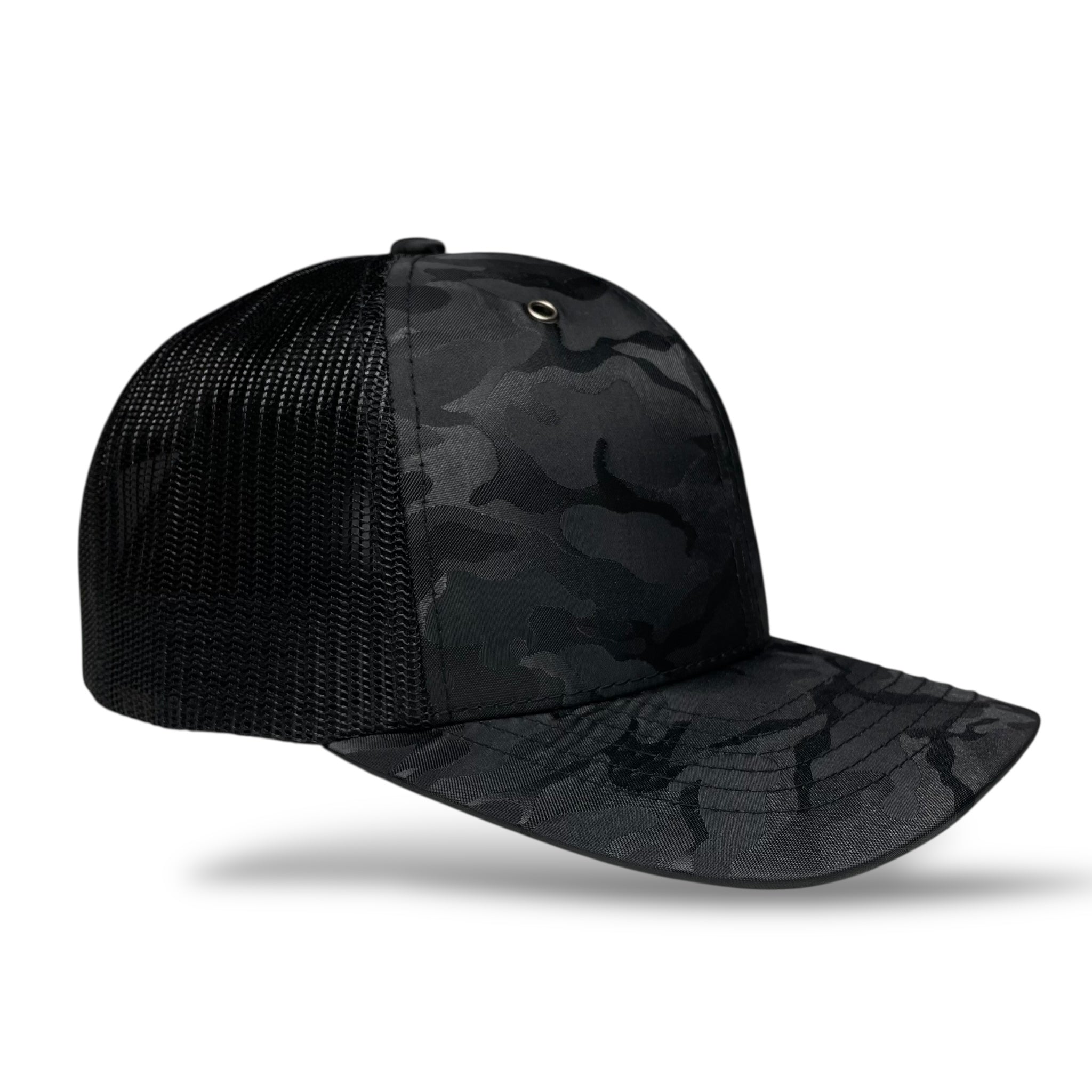 Blank Camo Trucker Hat with Mexico Flag Under Visor