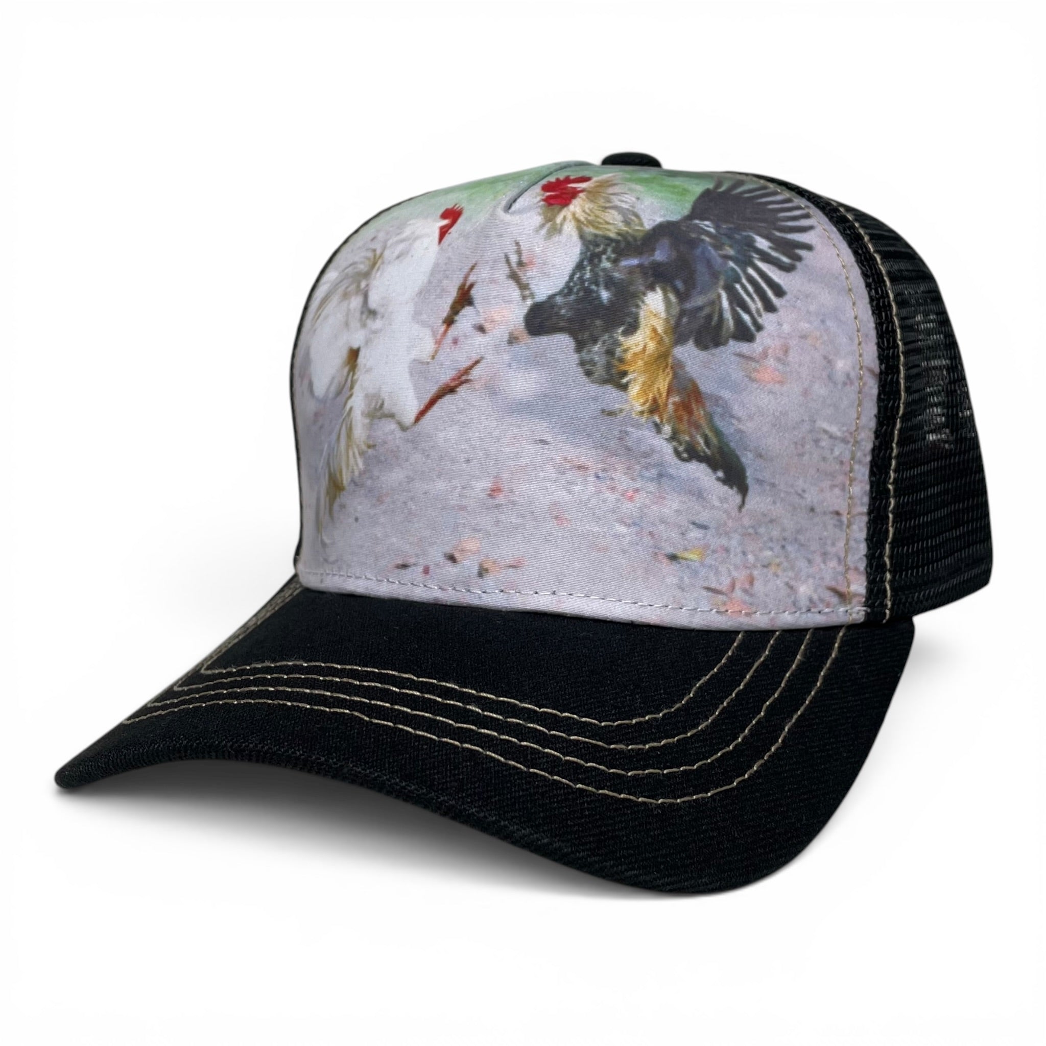 Rooster Cock Fighting Adjustable Baseball Cap, ranch style