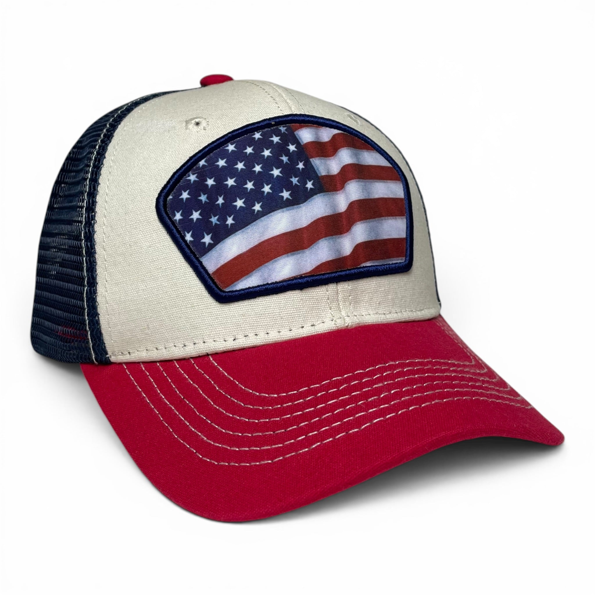 USA Flag Printed Patch Trucker Hat, Snapback, Unisex