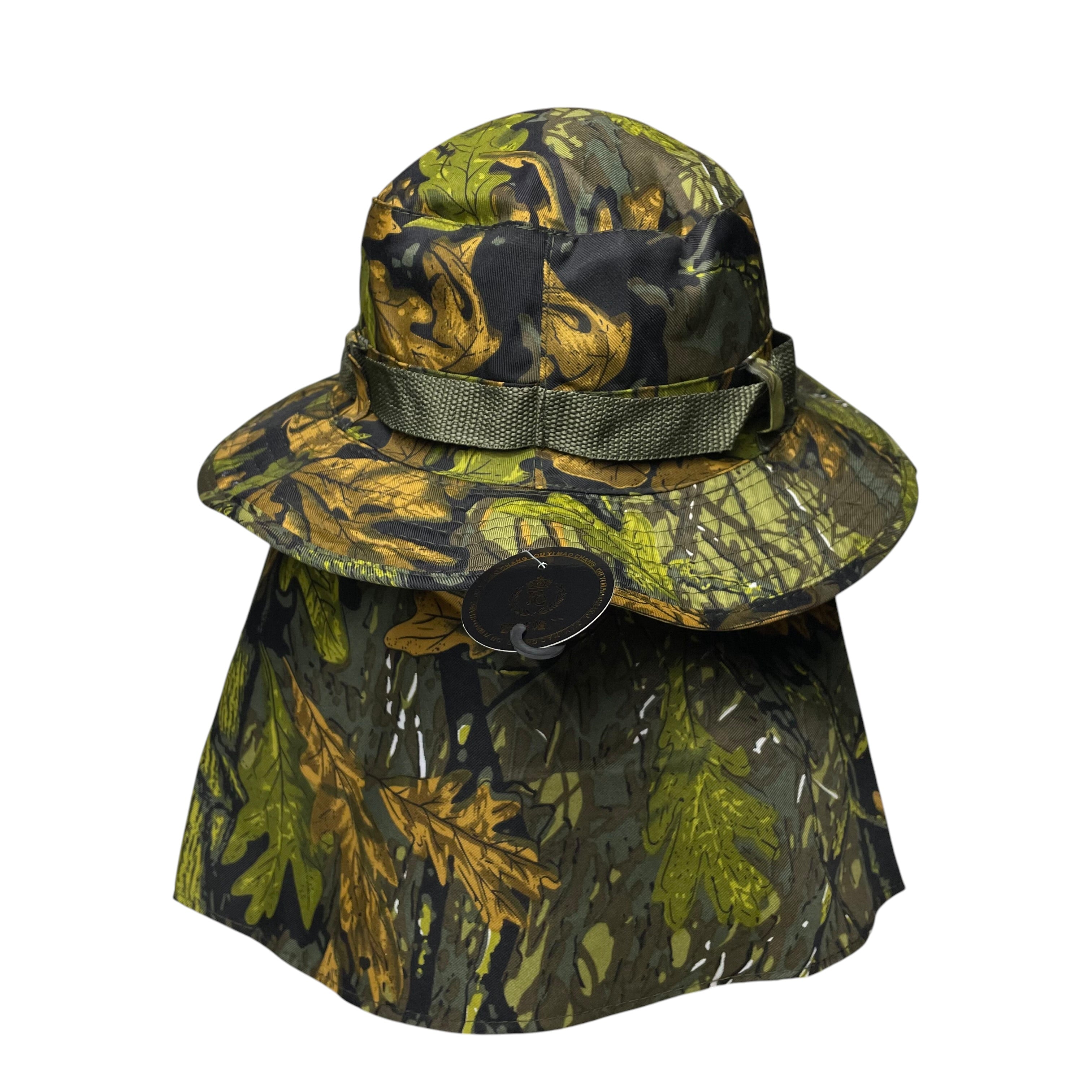 Camouflage Sun Hat, Neck and Face Flap, One Side Removable, Fishing, hunting