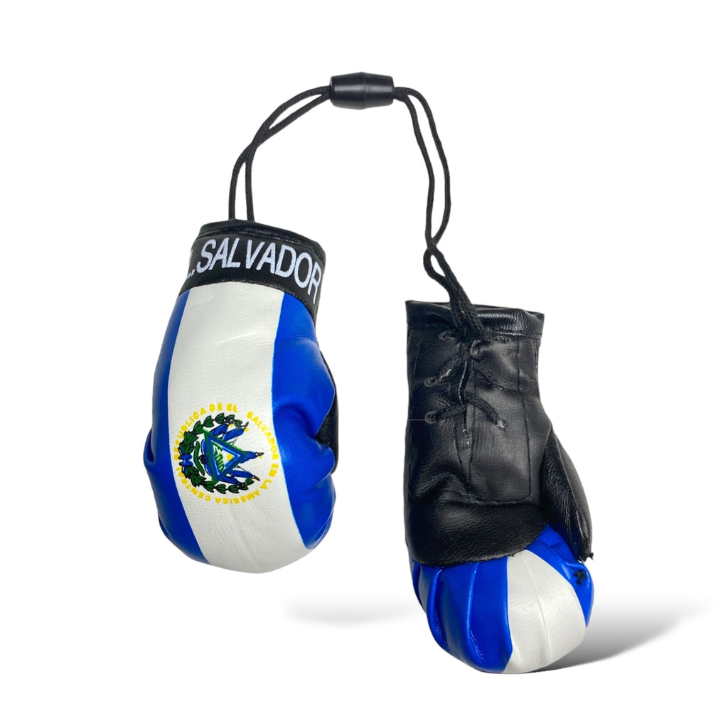 Mini Boxing Gloves with El Salvador Flag - Ideal for Displaying on Car Rearview Mirror