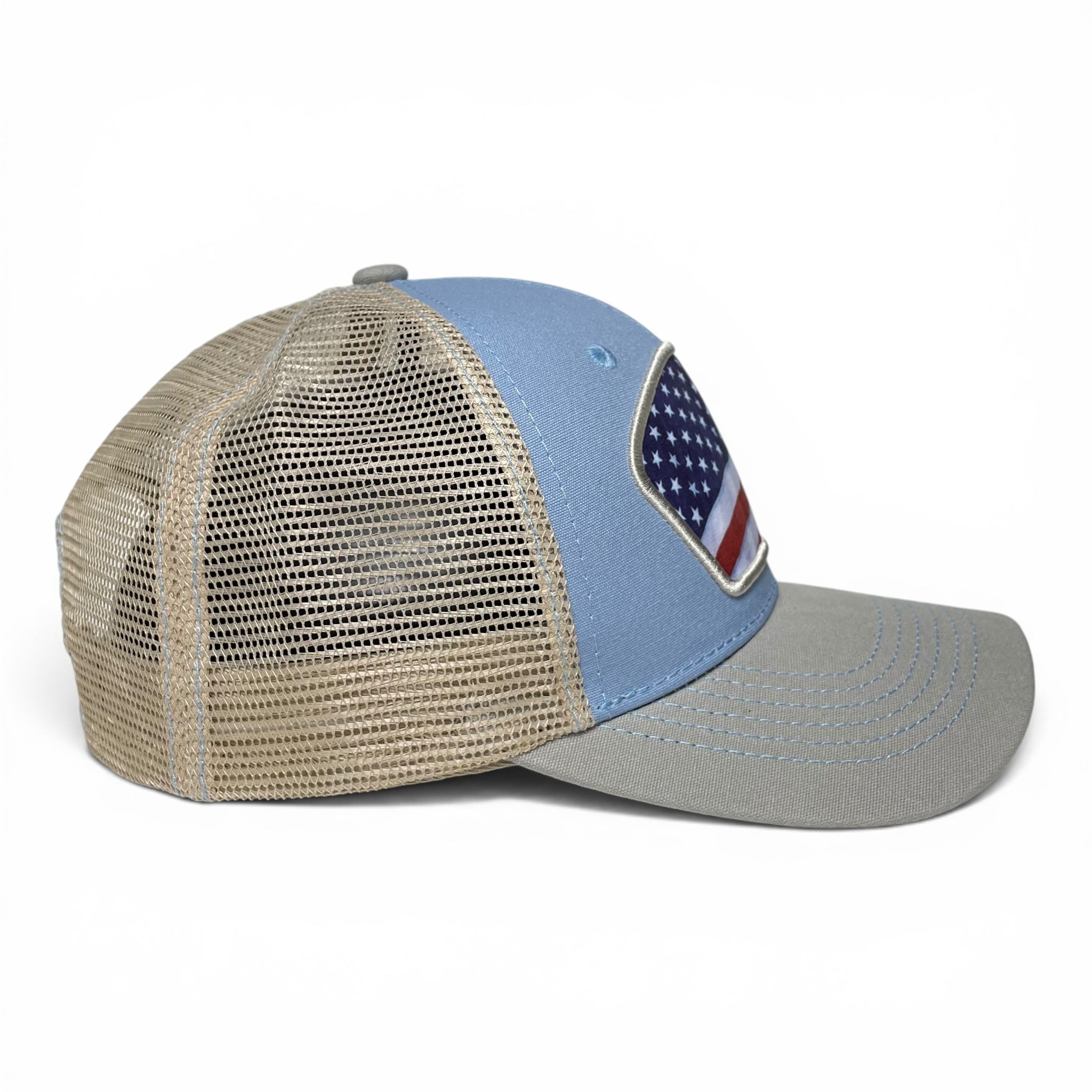 American USA Flag Baseball Snapback Cap – Blue, curved brim, Unisex