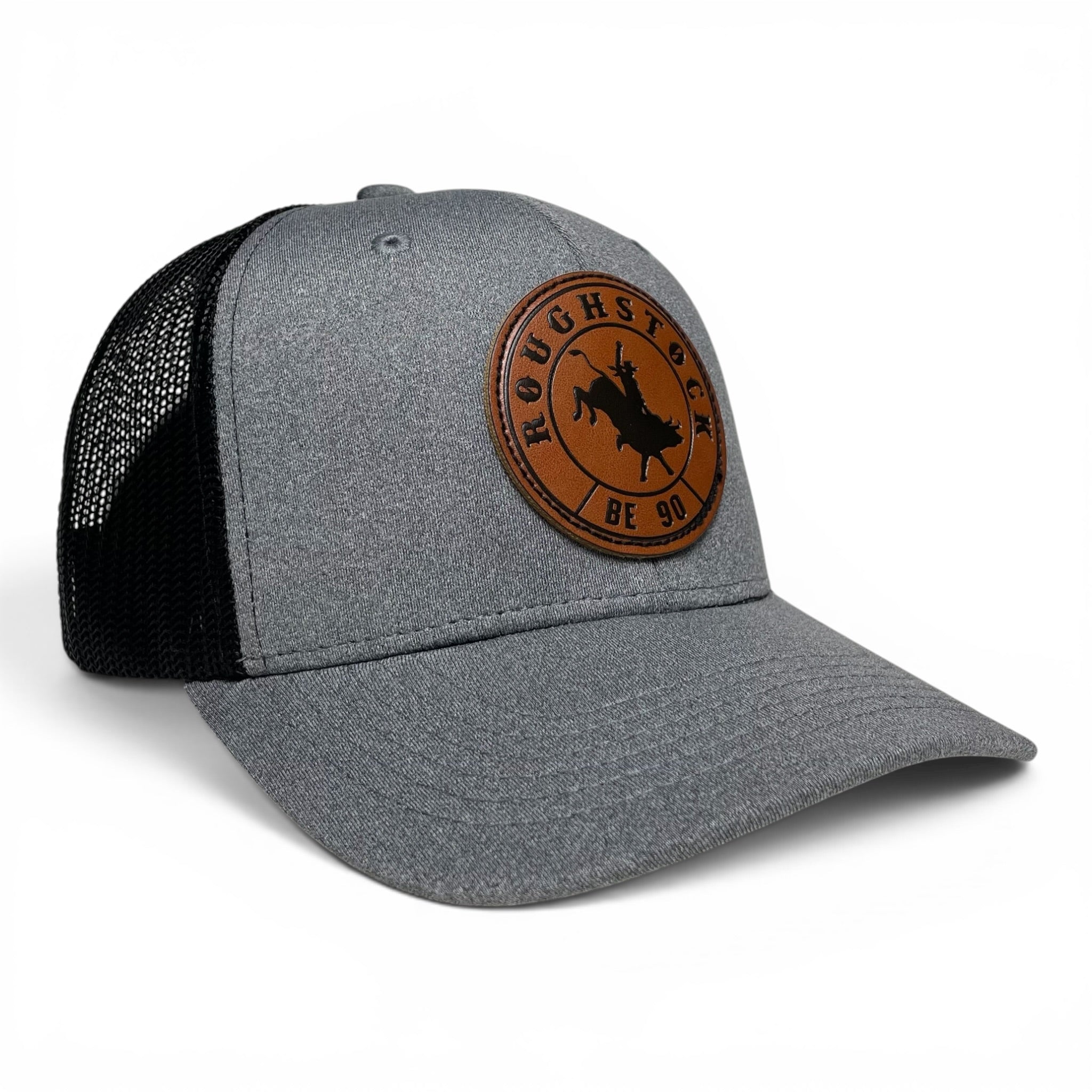 Roughstock Rodeo Bull Leather Patch Trucker Snapback Cap