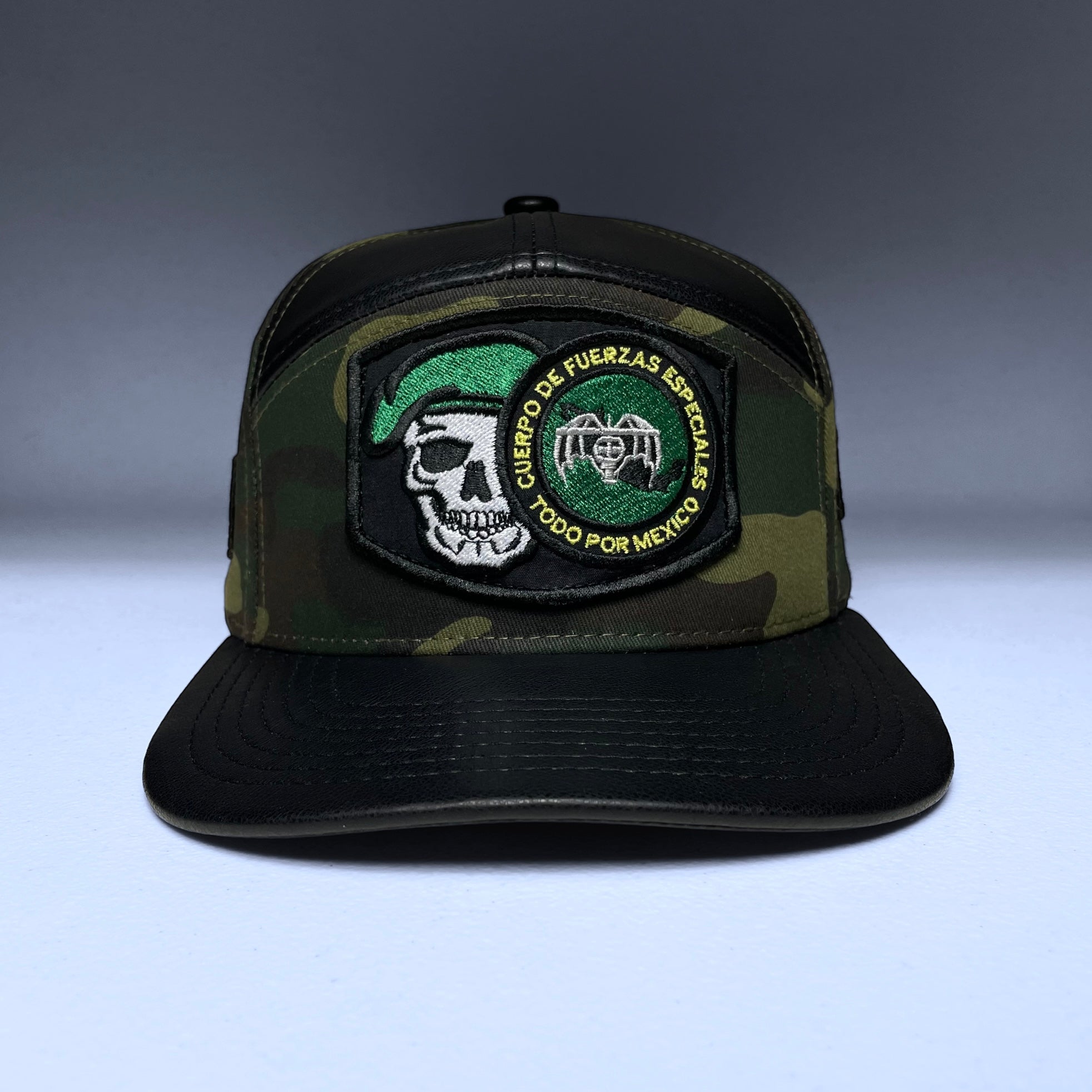 GAFES Mexico Fuerzas Especiales Camo Snapback Hat with PU Leather Brim