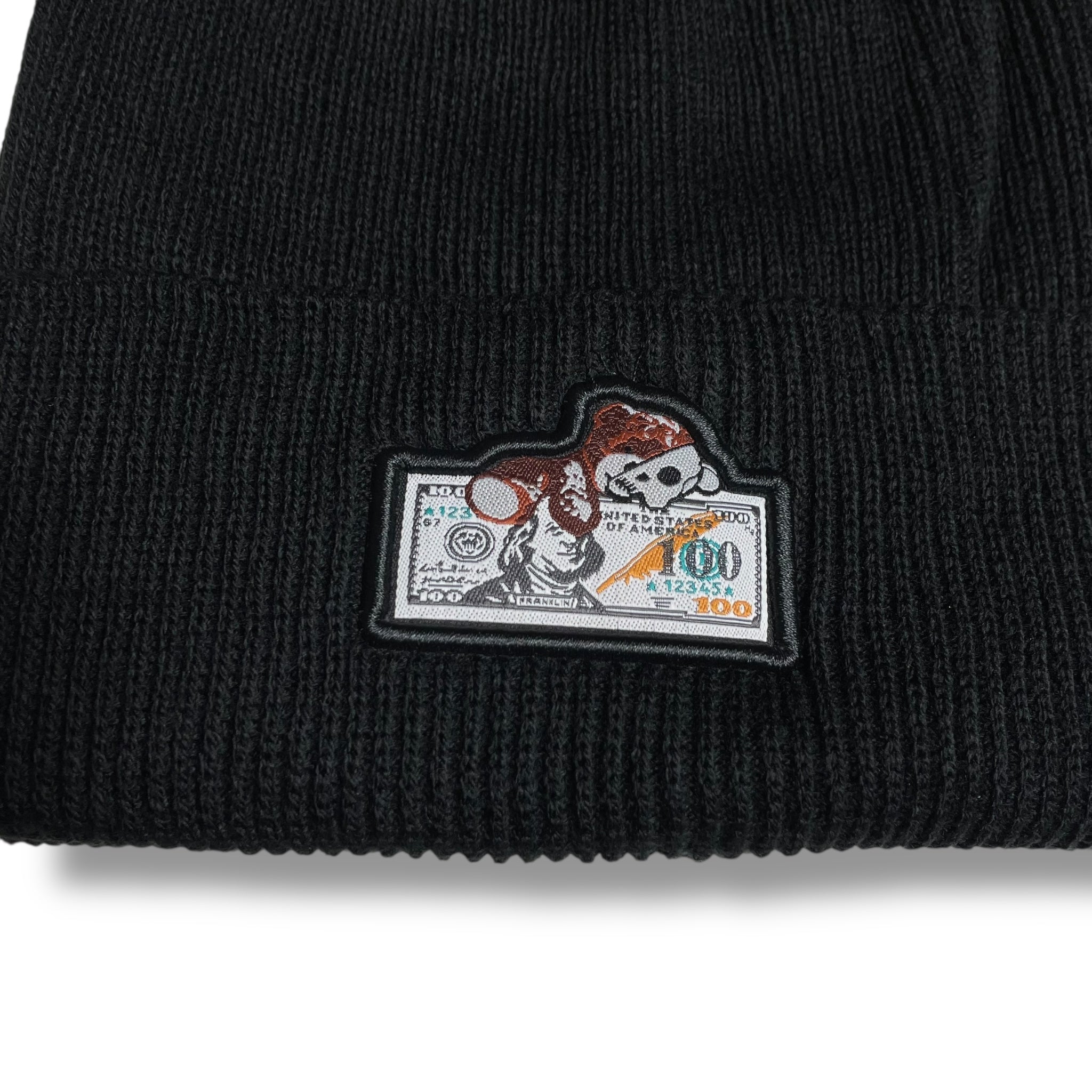 100 Dollar Bill Patch Winter Beanie Hat