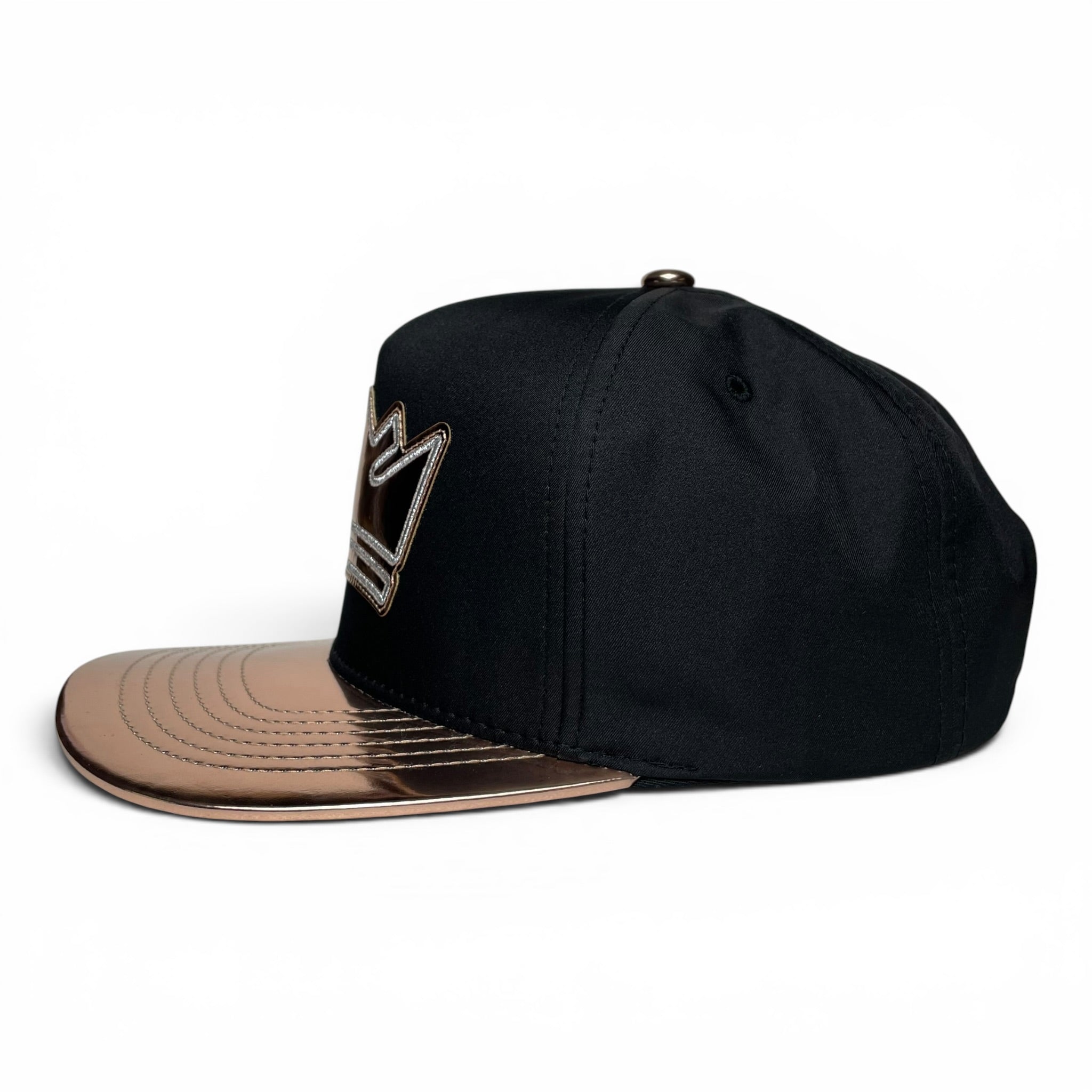 King Crown Snapback Cap, Gold, Vinyl Flat Brim, Hip-Hop Style