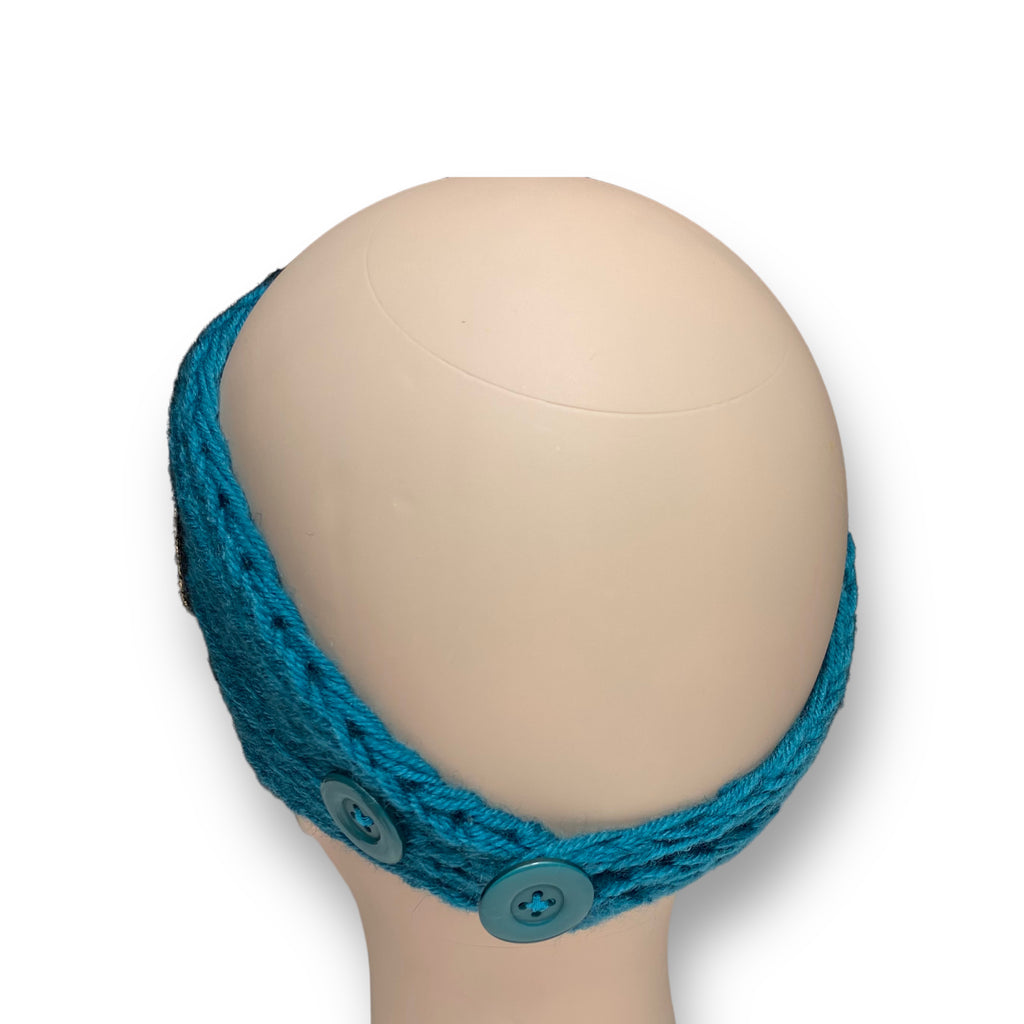 Women's Winter Knit Wool Headband – Ear Warmer Turban Hat - Aqua blue