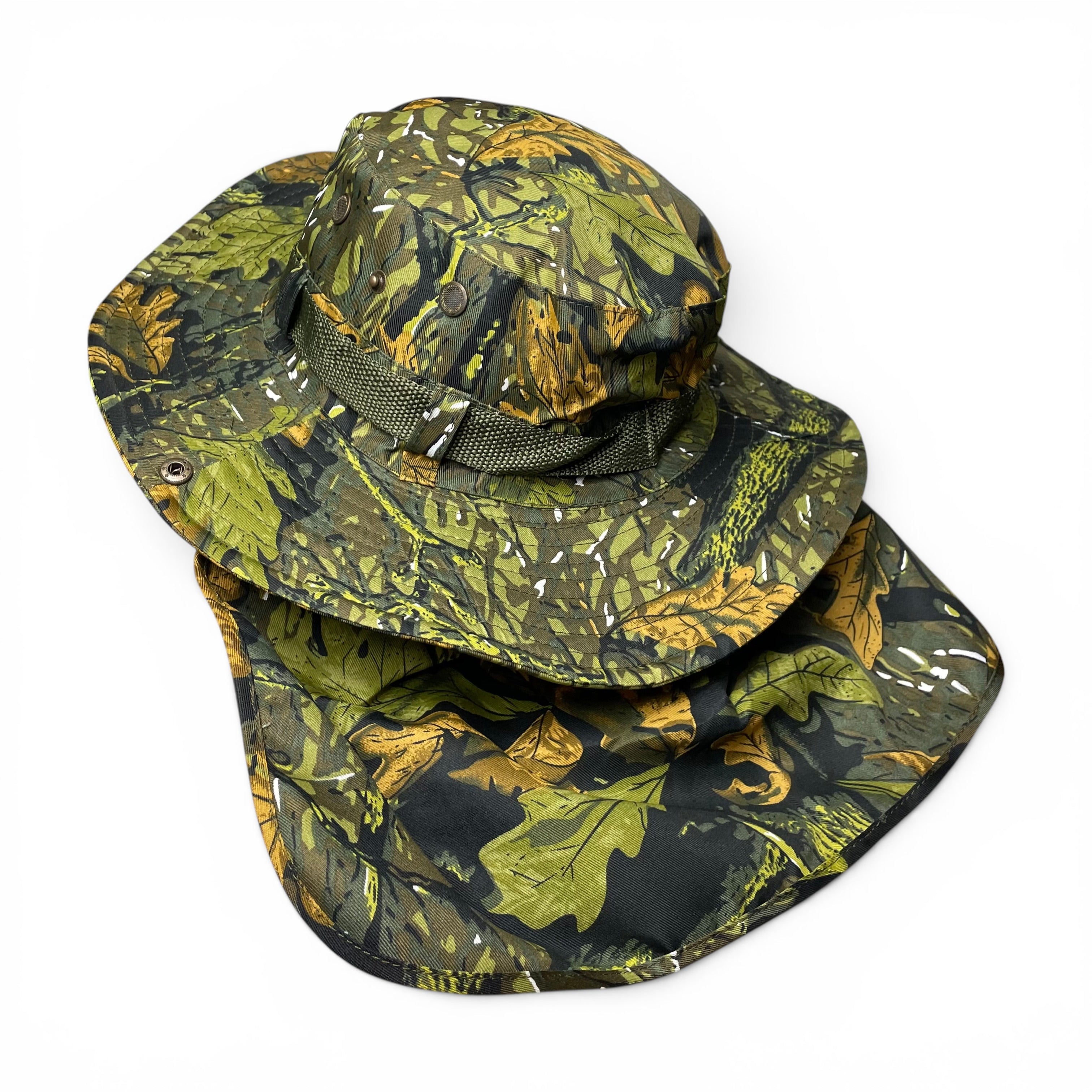Summer Camouflage Boonie Hat, Wide Brim, Neck Flap, Fishing, Hunting