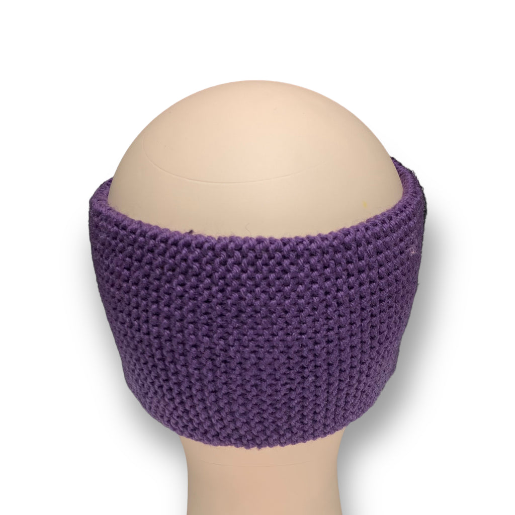 Women's Winter Knitted Pearls Ear Warmer Headband Hairband -Purple