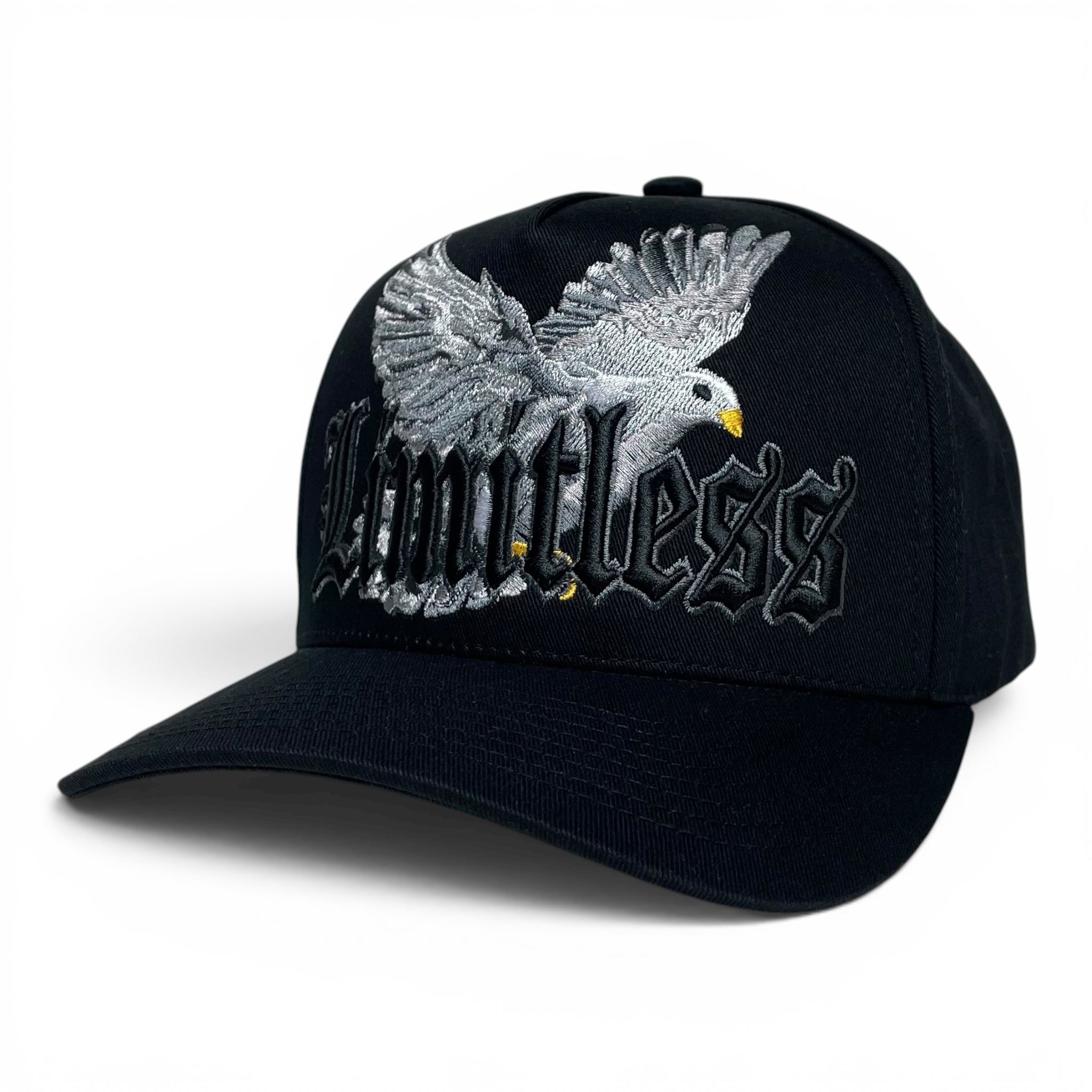 Limitless White Dove 3D Embroidered Snapback Baseball Cap Curved Brim