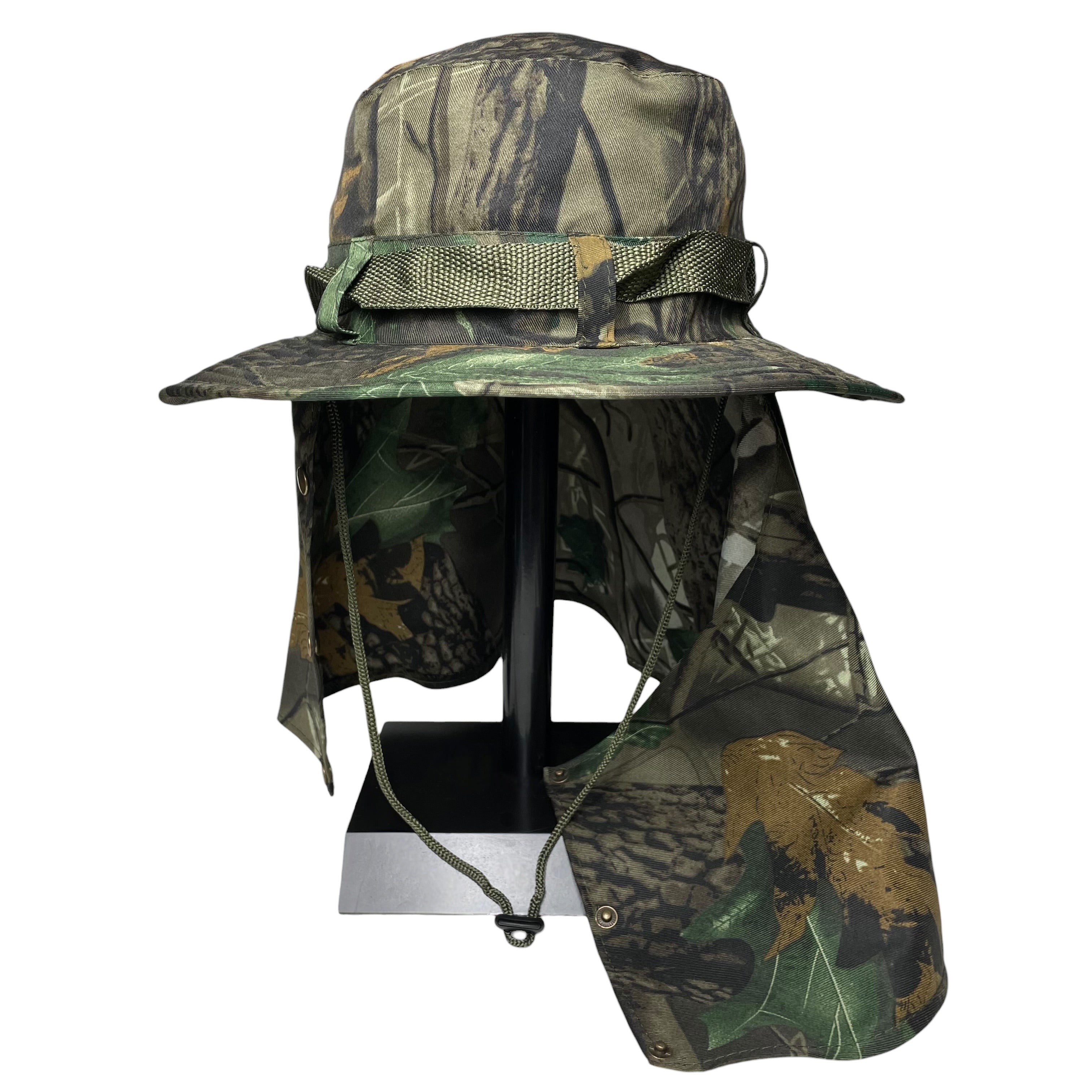 Camouflage Sun Hat, Neck and Face Flap, One Side Removable, Fishing, hunting