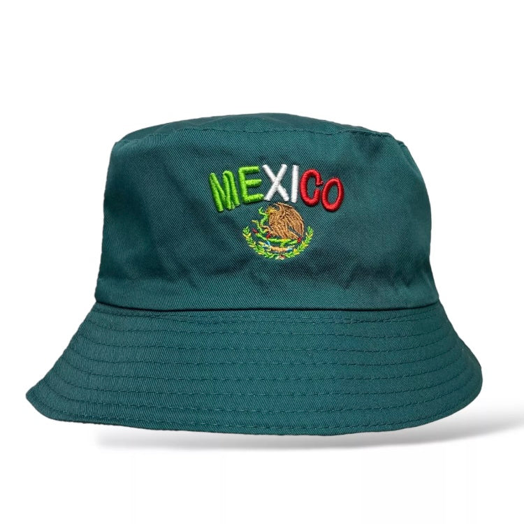 Mexico Flag Embroidered Bucket Hat - Sun Protection, Hiking, Fishing, Beach Hat