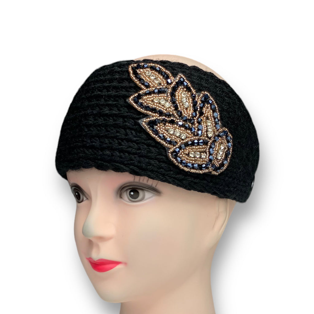 Women's Winter Knit Wool Headband – Ear Warmer Turban Hat - Black