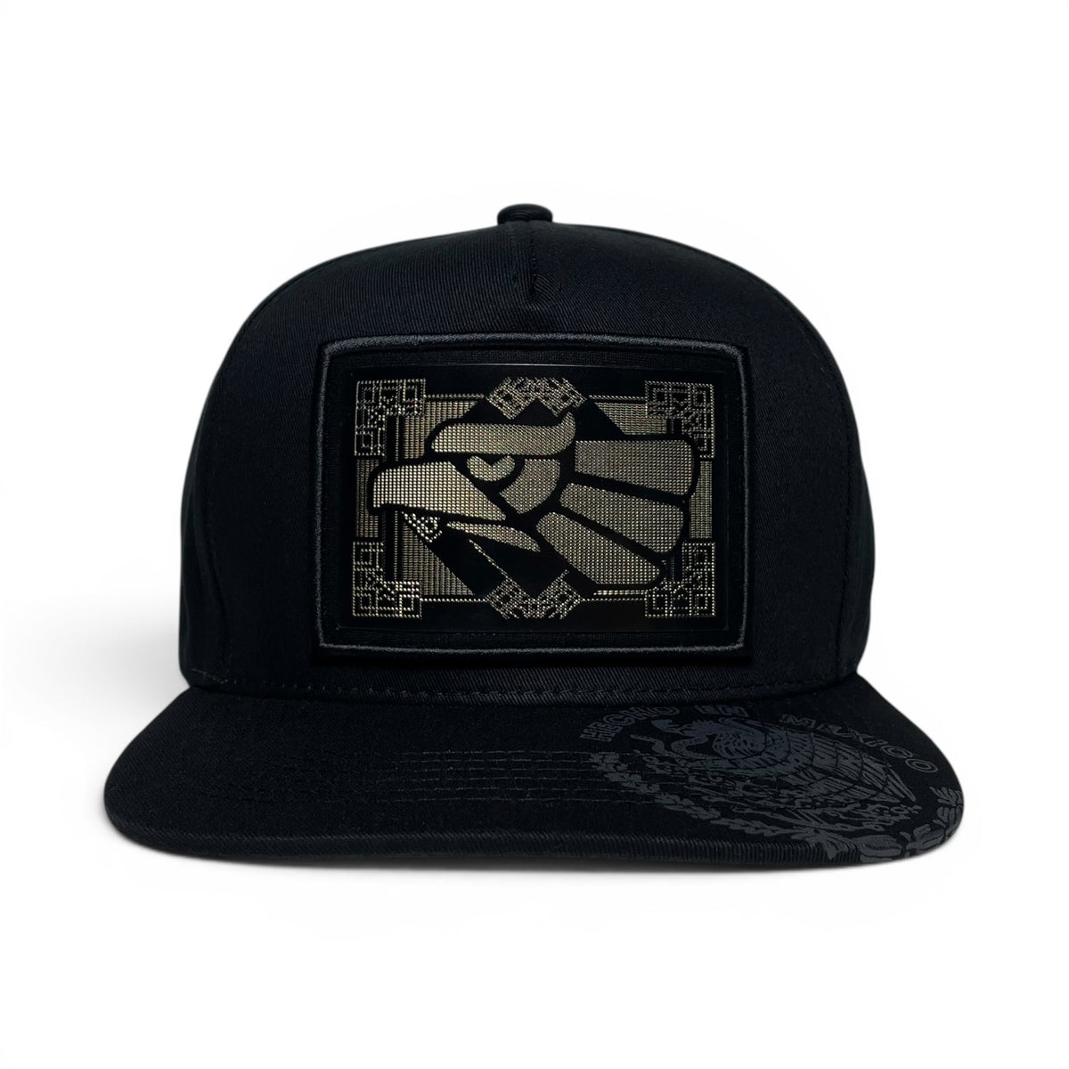 Hecho en Mexico Golden Mexican Eagle Rubber Patch Snapback Cap – Black