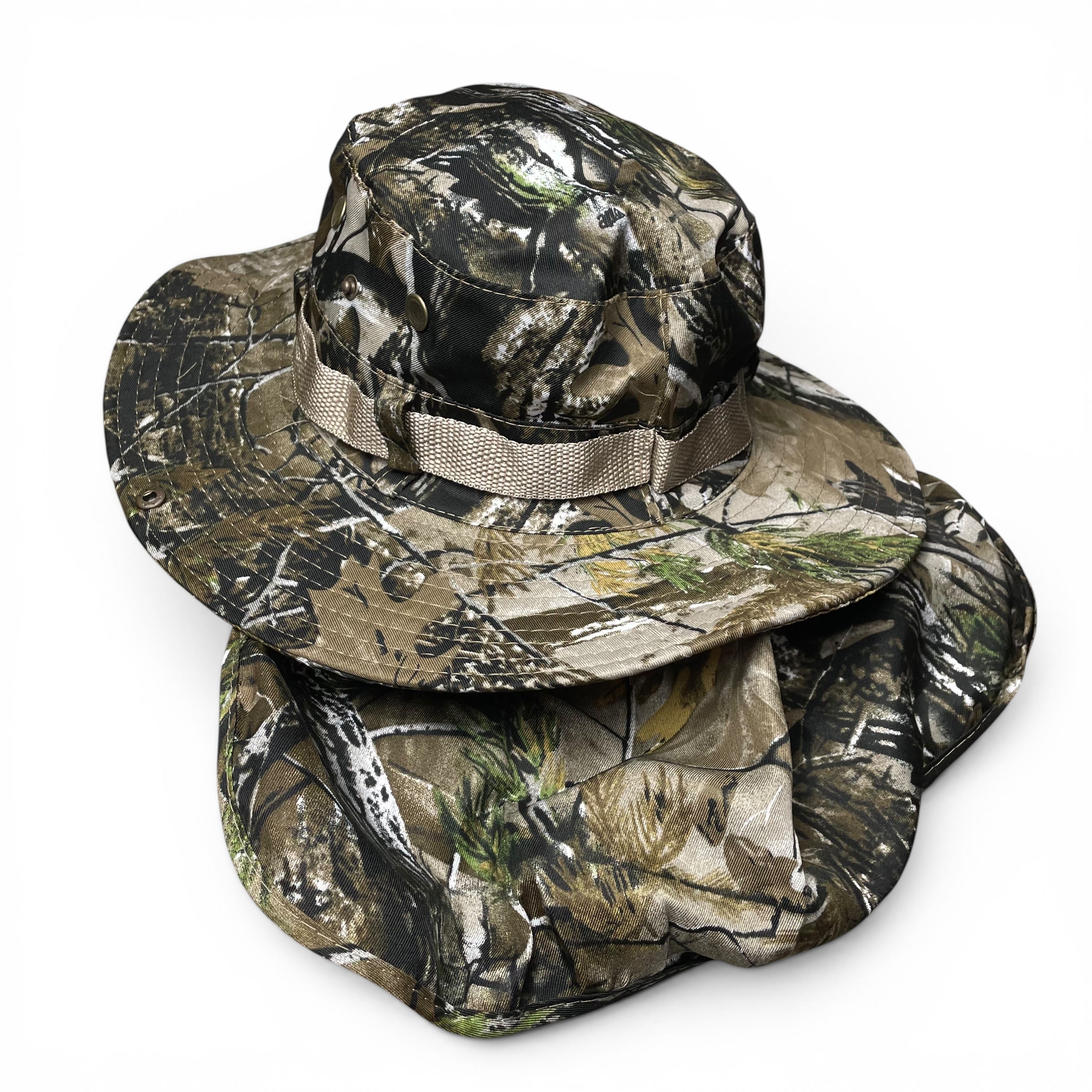 Summer Camouflage Boonie Hat, Wide Brim, Neck Flap, Fishing, Hunting