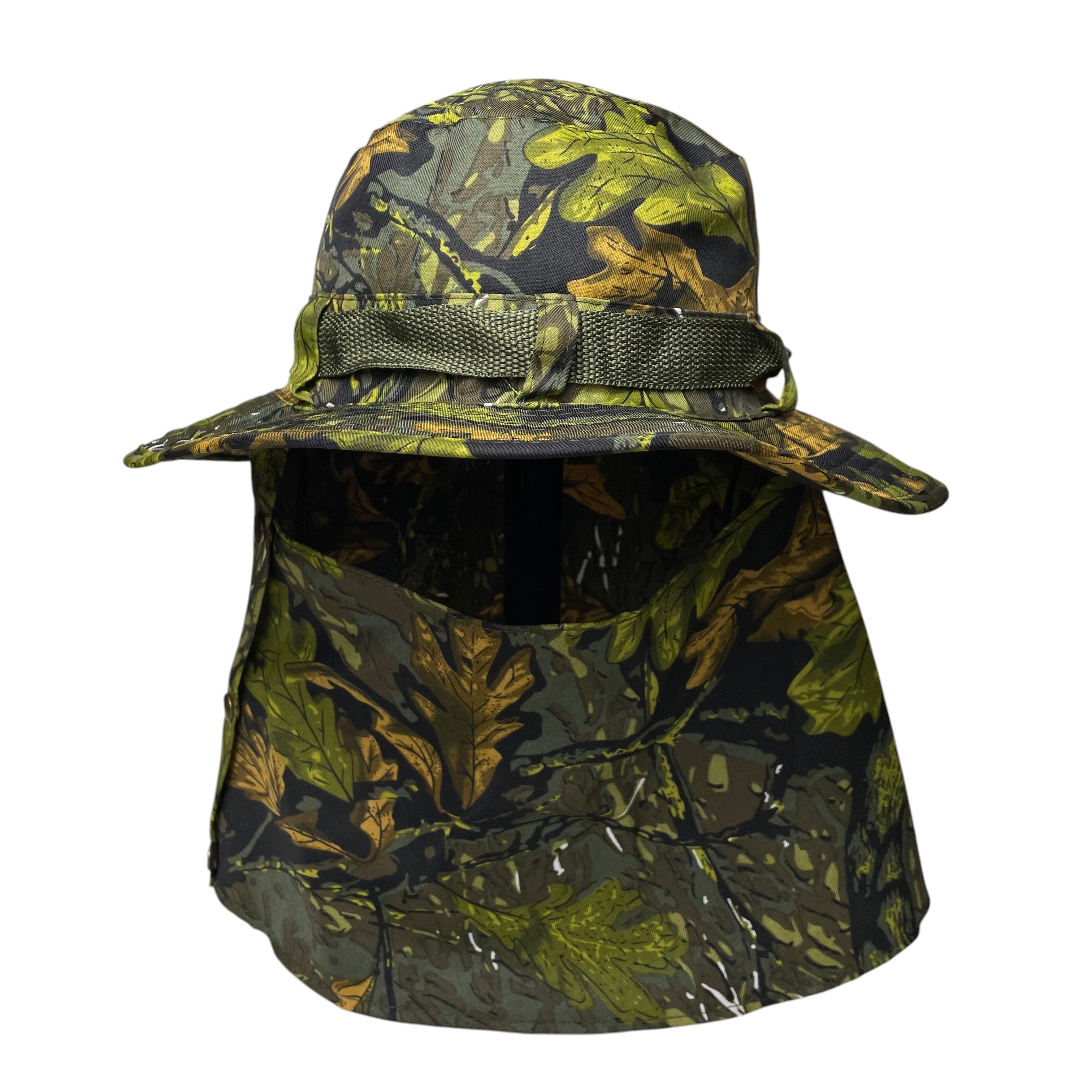 Camouflage Sun Hat, Neck and Face Flap, One Side Removable, Fishing, hunting