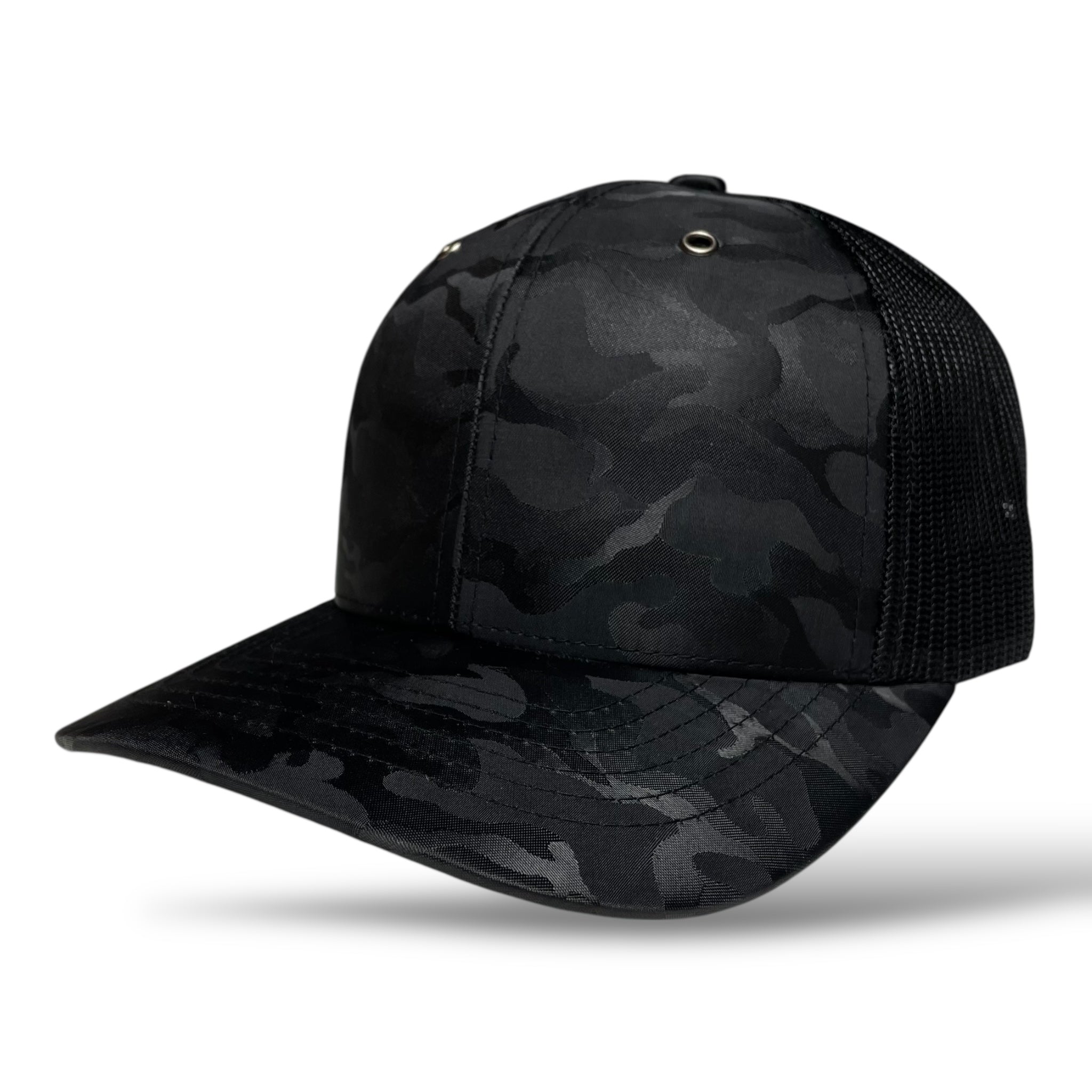 Blank Camo Trucker Hat with Mexico Flag Under Visor