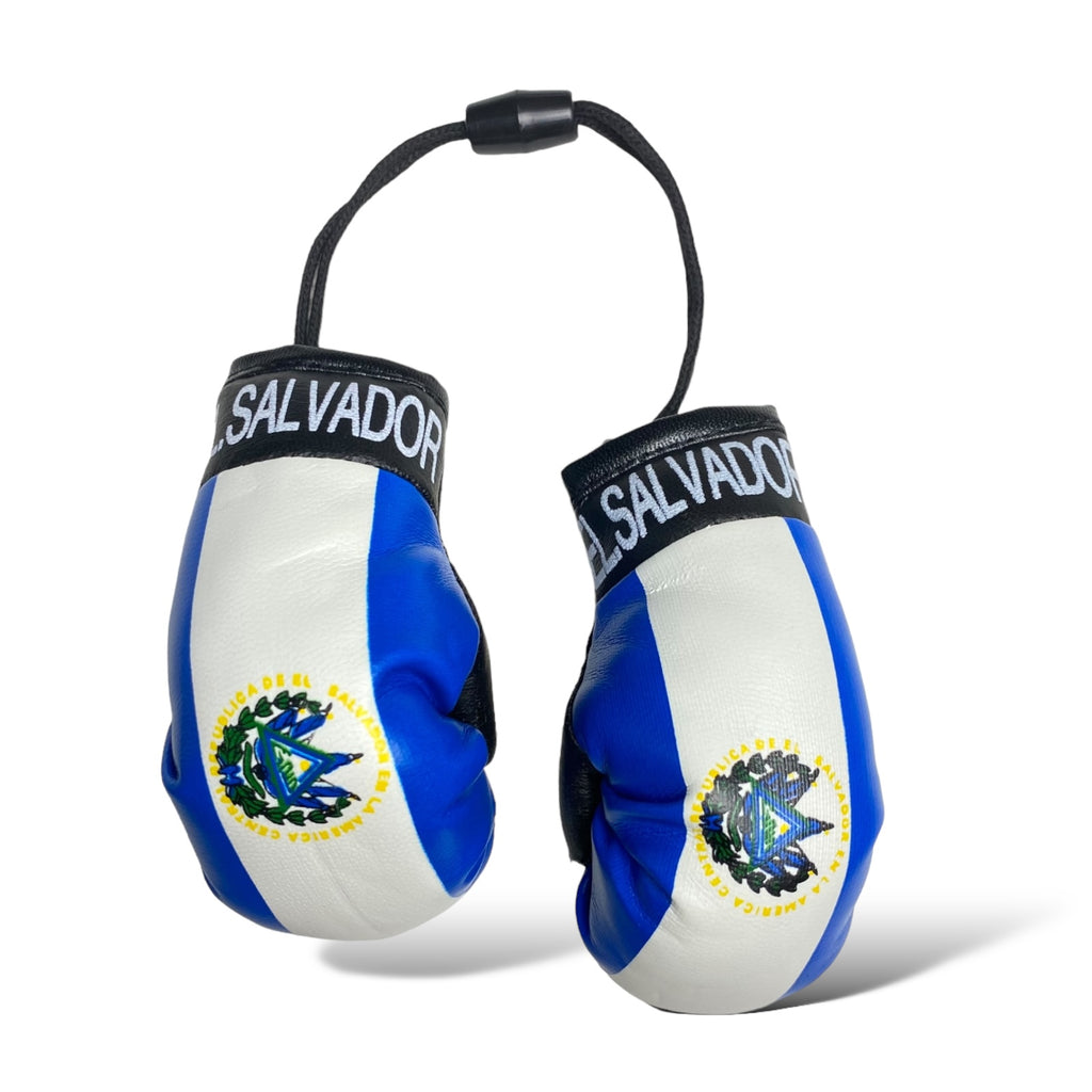 Mini Boxing Gloves with El Salvador Flag - Ideal for Displaying on Car Rearview Mirror