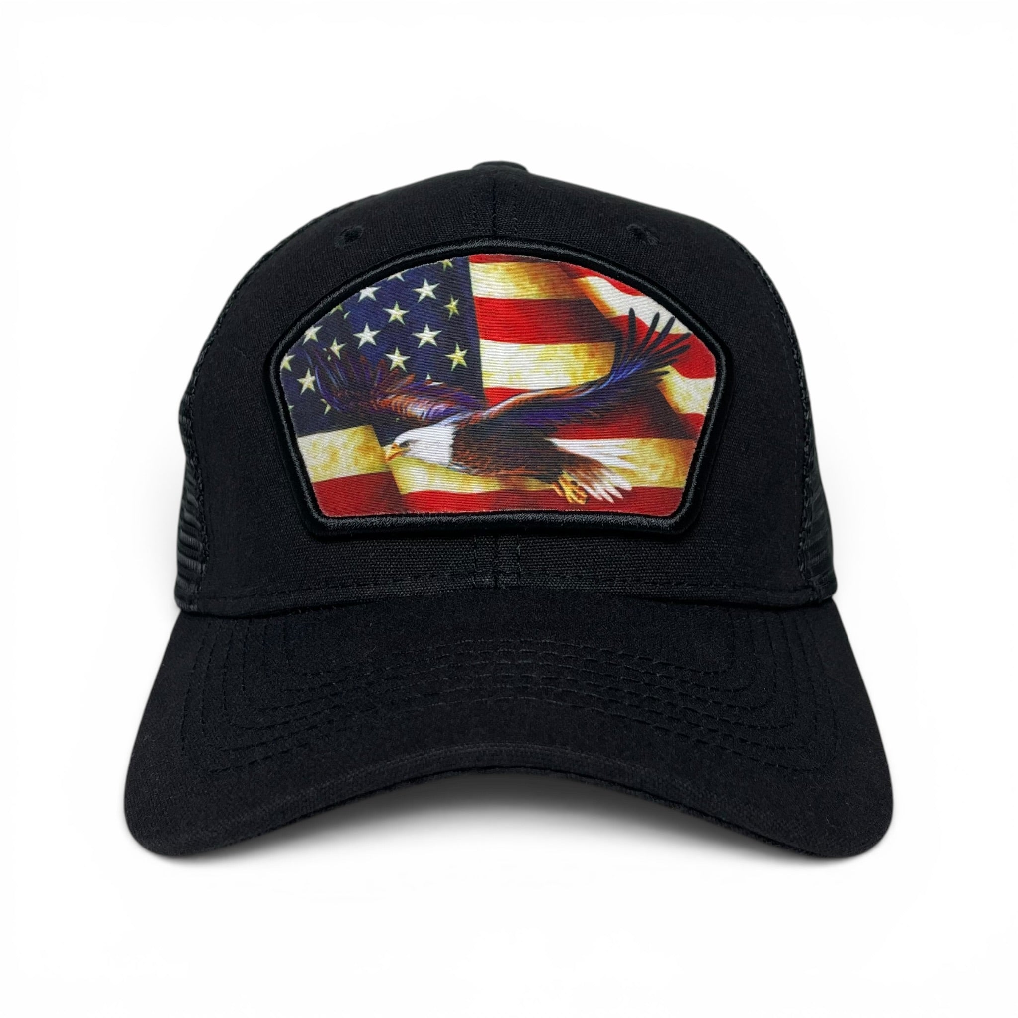 American Eagle USA Flag Patch Snapback Trucker Hat