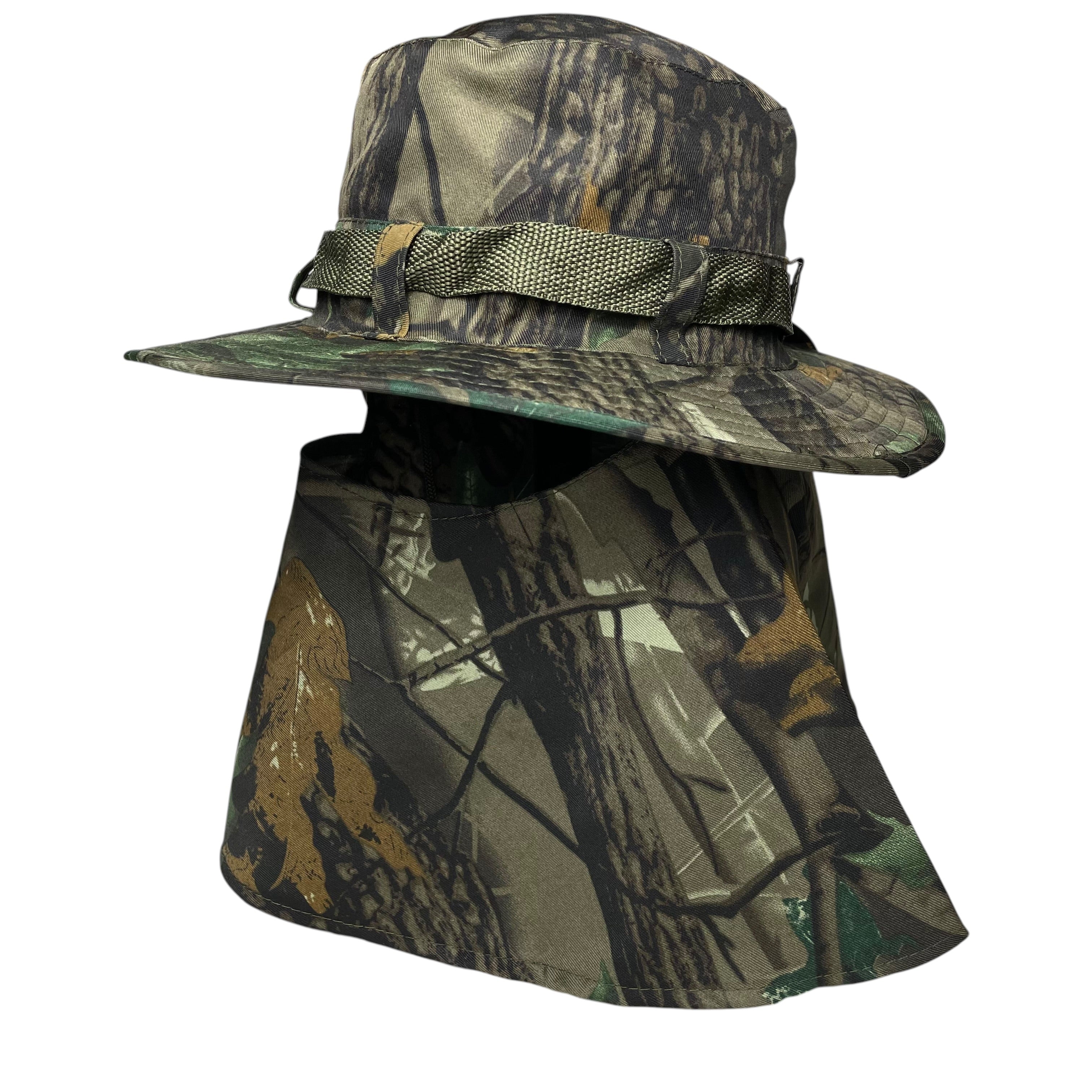 Camouflage Sun Hat, Neck and Face Flap, One Side Removable, Fishing, hunting
