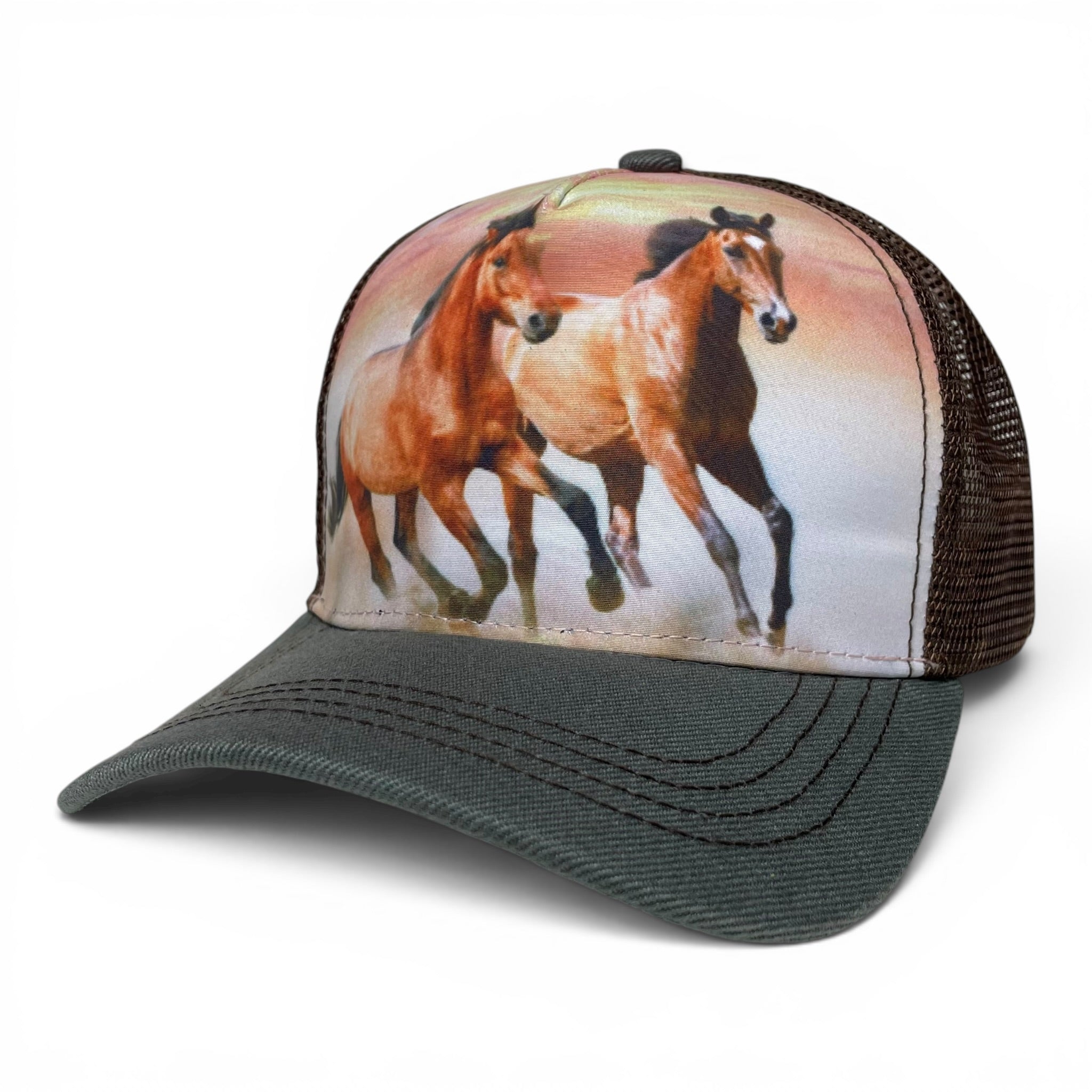 Two Horse Bronco Snapback Hat, Western, Rodeo, Outdoor Style Cap